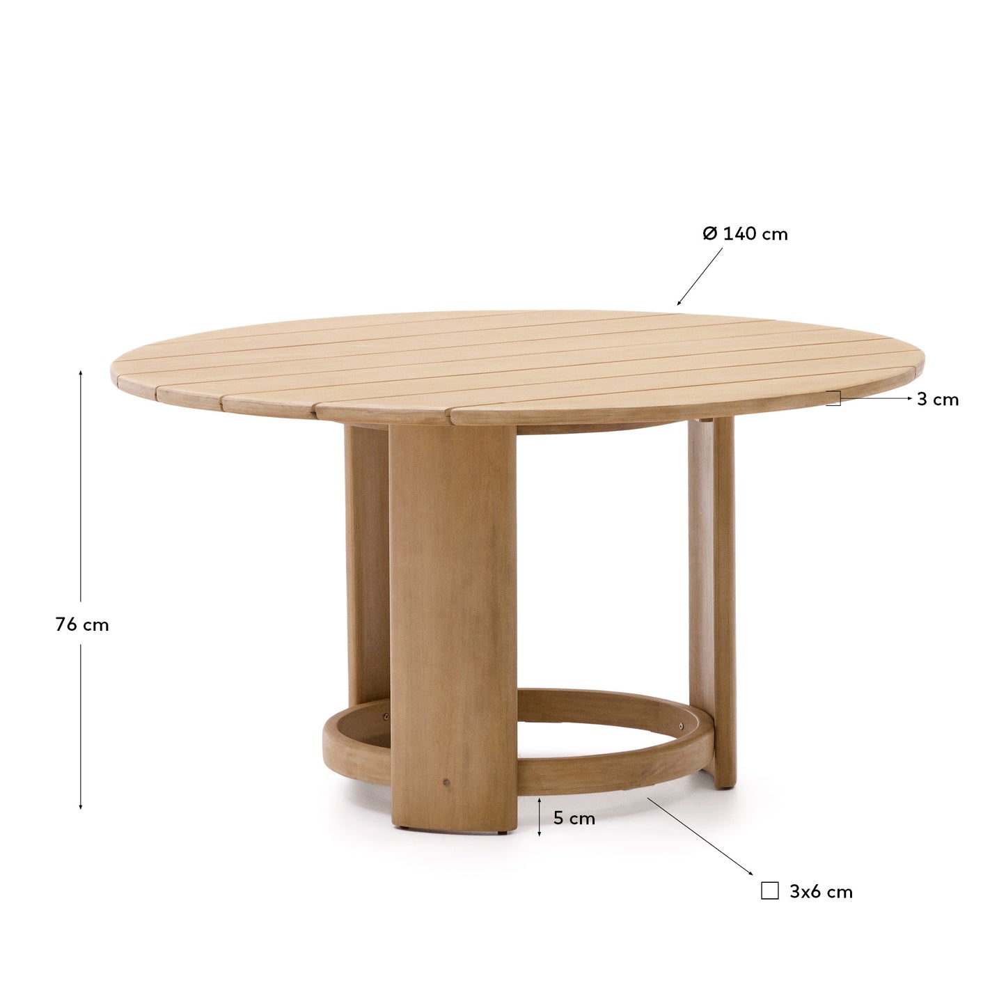 Mesa redonda Xoriguer de  madera maciza de eucalipto Ø140 cm FSC 100%