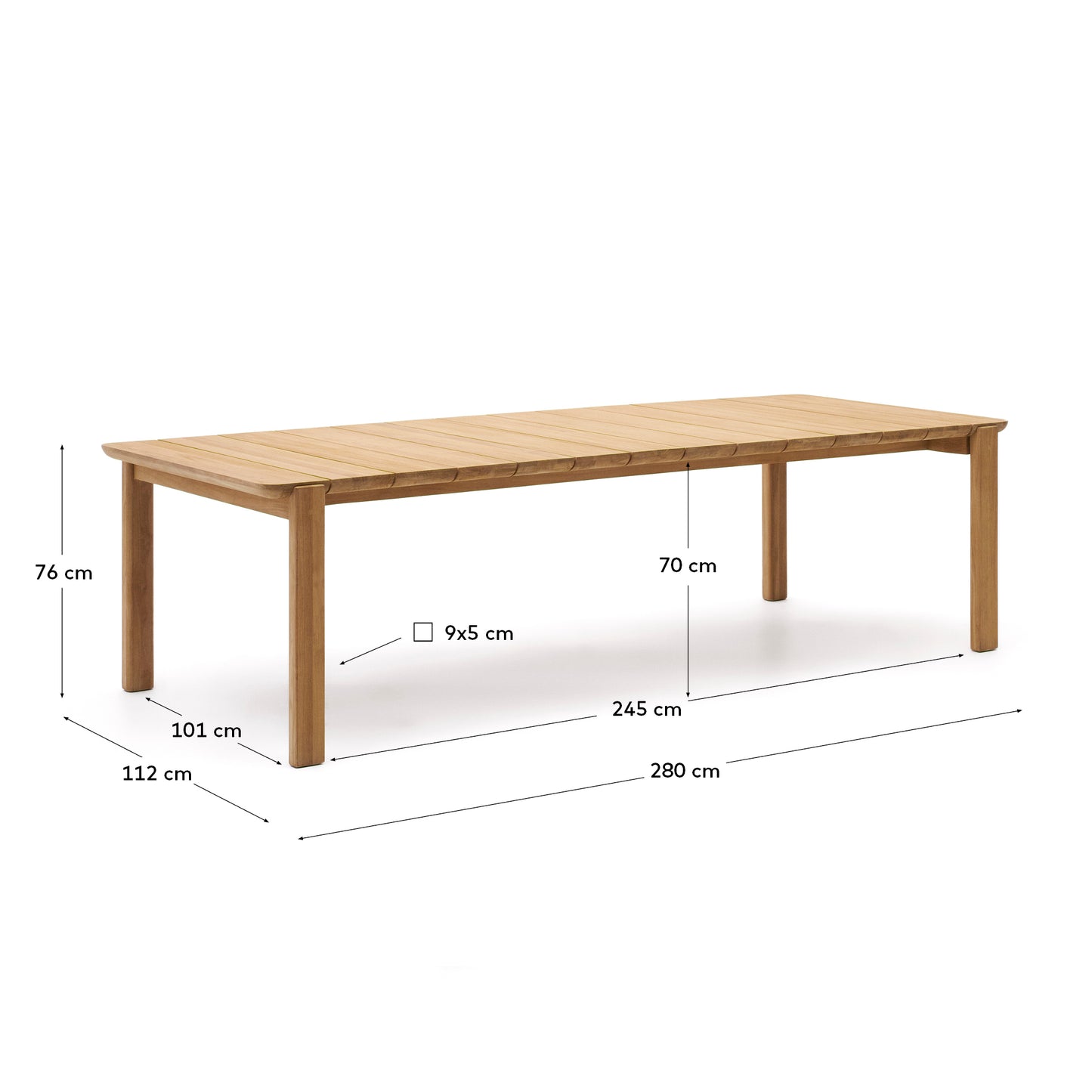 Mesa Icaro de madera maciza de teca 280 x 112 cm FSC 100%