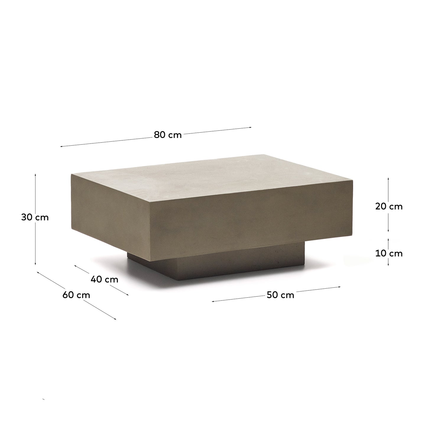 Mesa de centro Rustella de cemento 80 x 60 cm