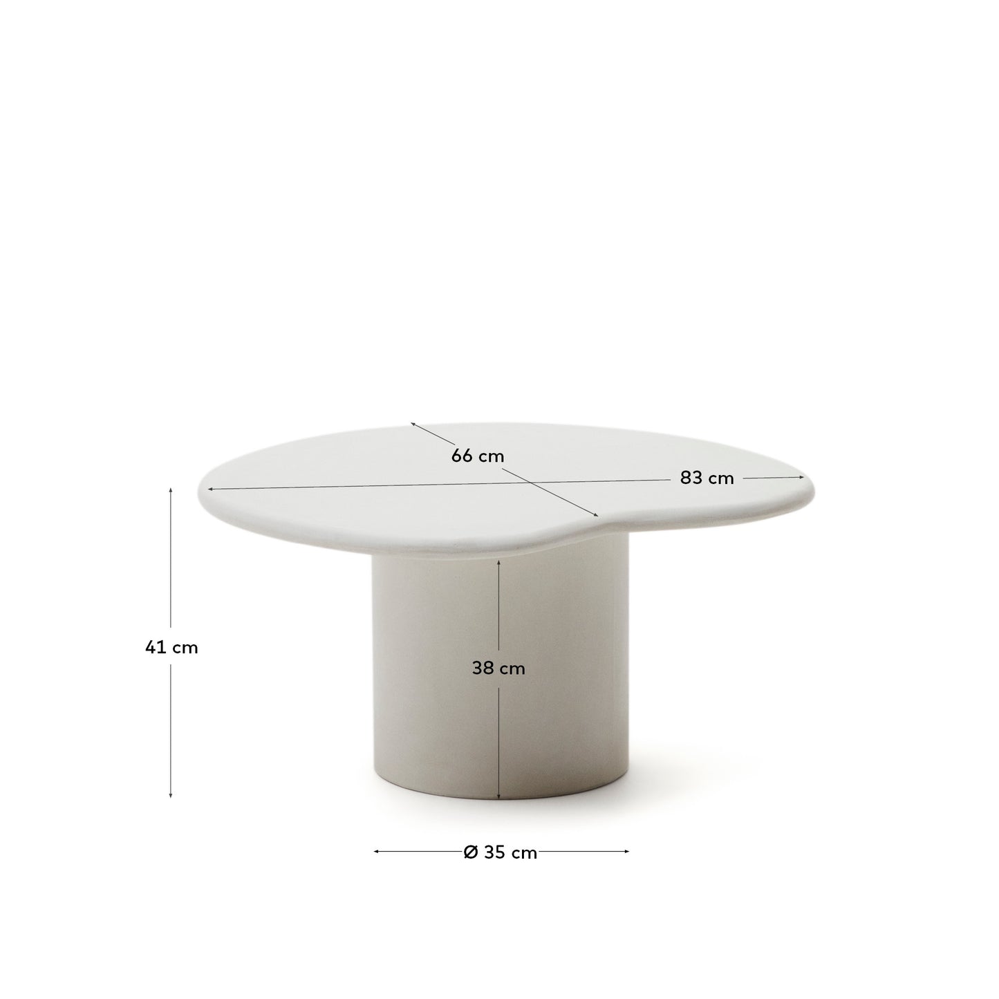 Mesa de centro Macarella de cemento blanco 83 x 77 cm