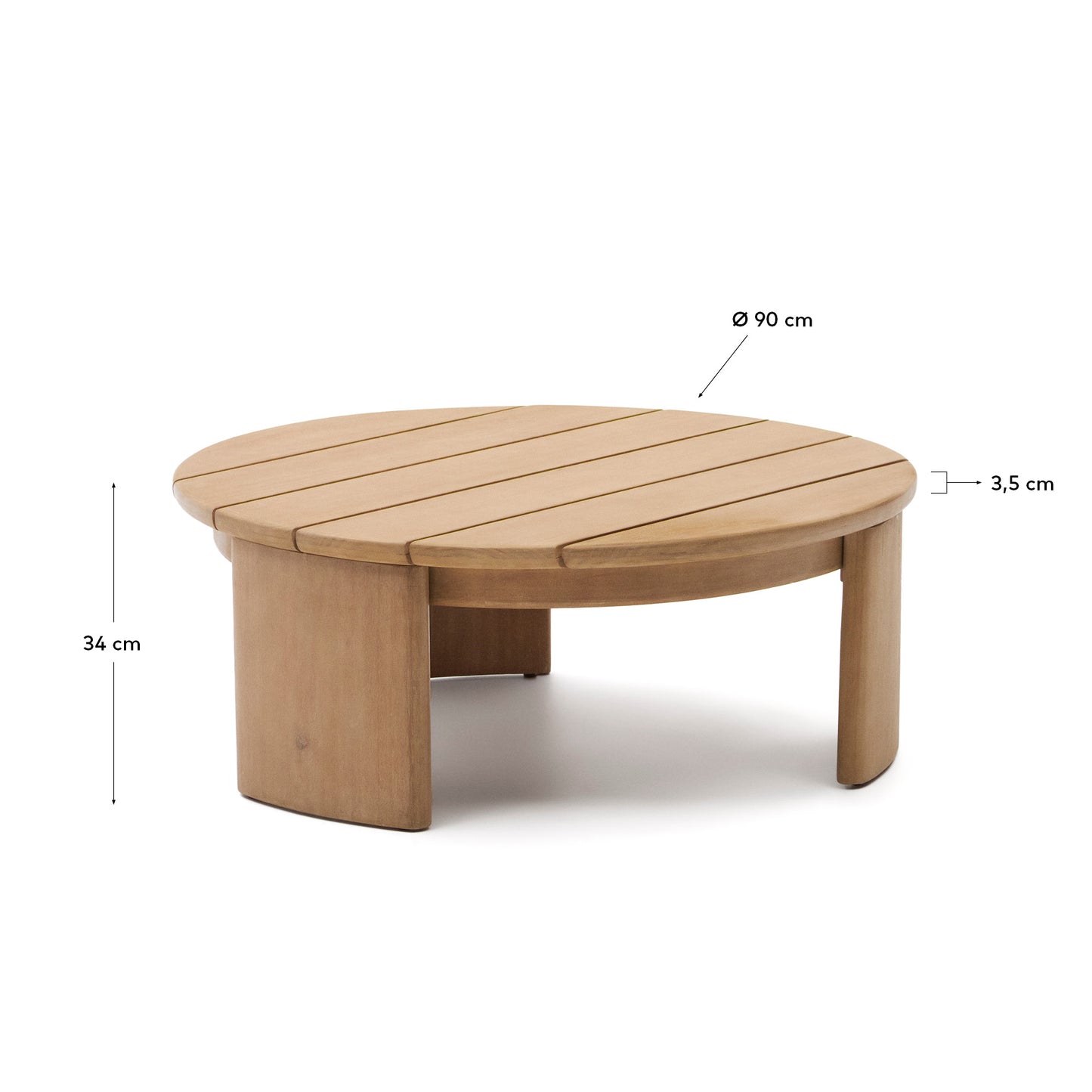 Mesa de centro Xoriguer de madera maciza de eucalipto Ø90 cm FSC 100%