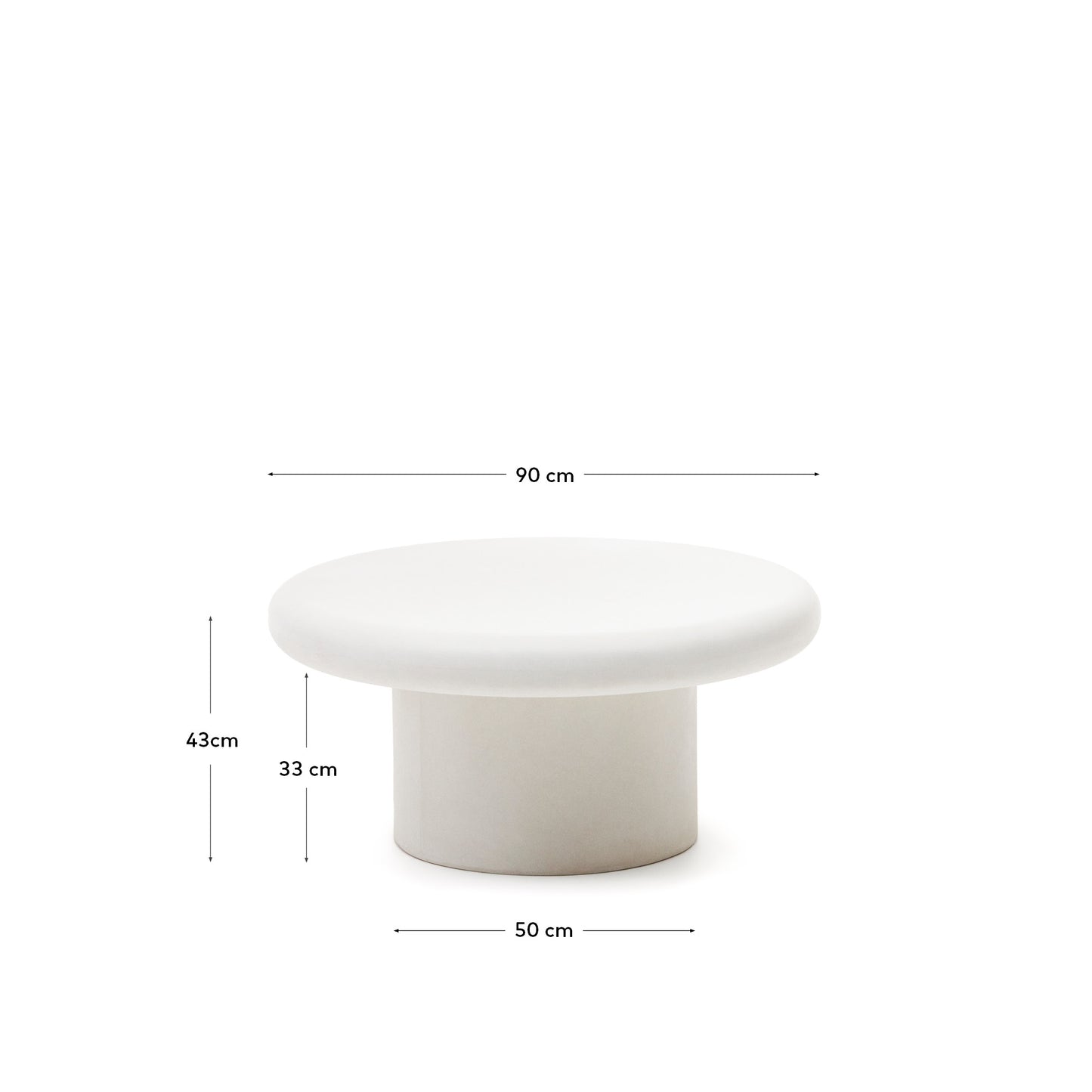 Mesa de centro redonda Addaia de cemento blanco Ø90 cm