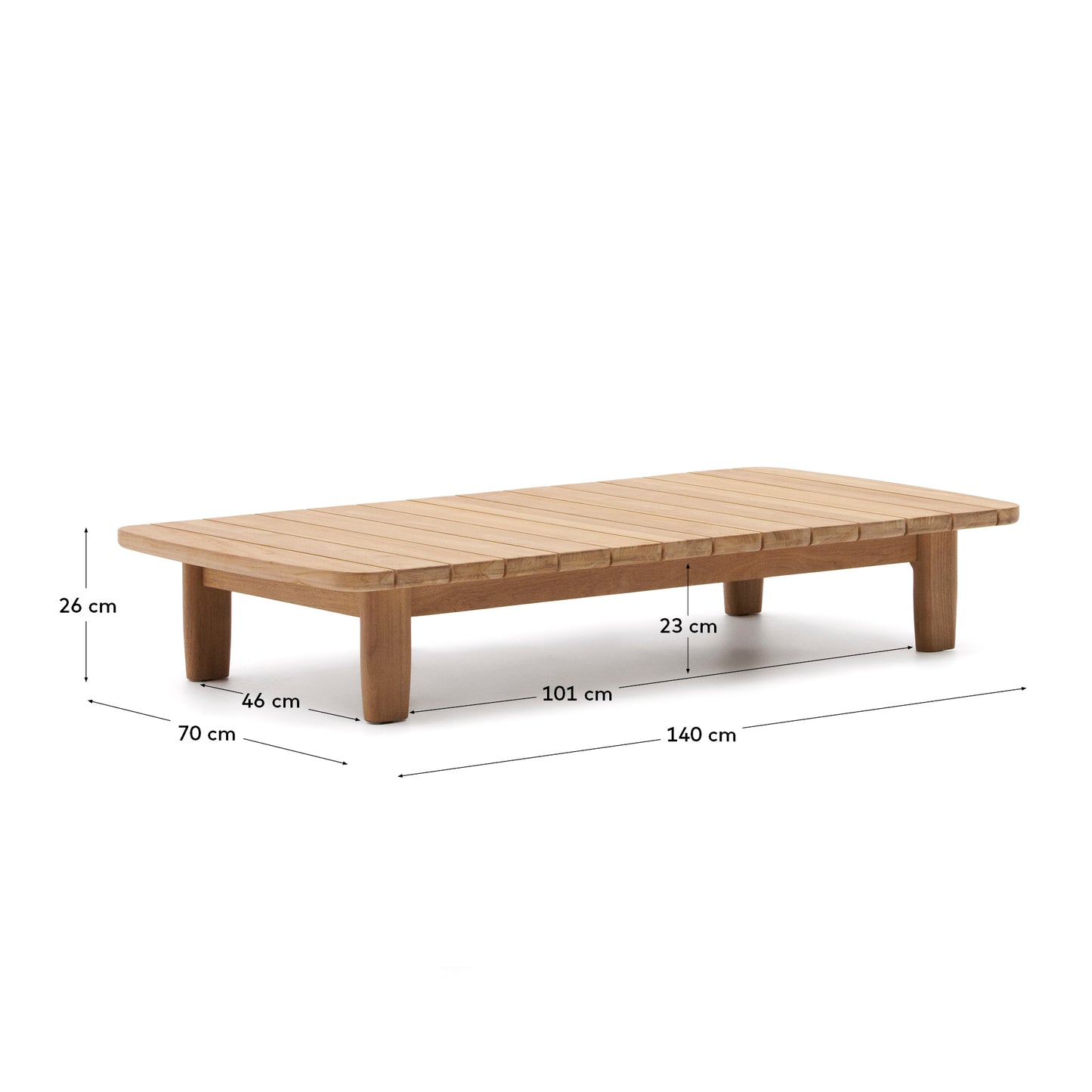 Mesa de centro Tirant de madera maciza de teca FSC 100% 140 x 70 cm