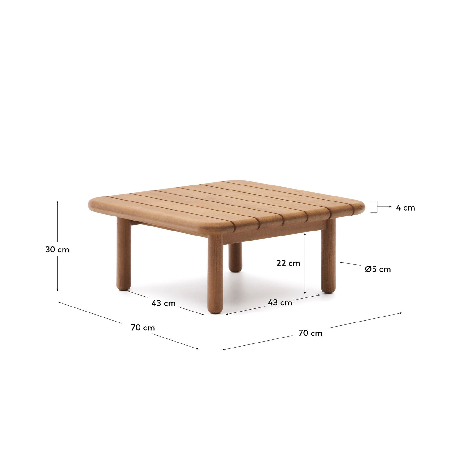 Mesa de centro Turqueta de madera maciza de teca 70 x 70 cm FSC 100%