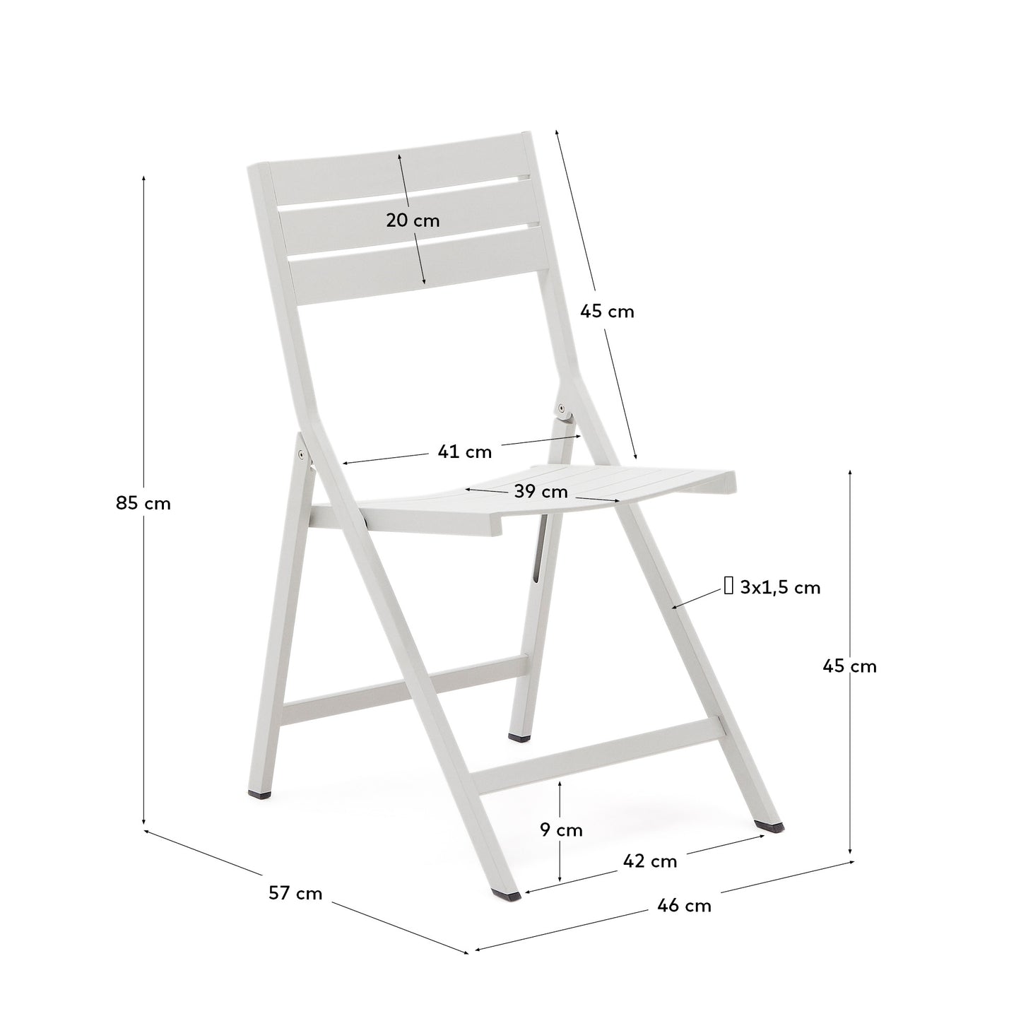 Silla de exterior plegable Torreta de aluminio con acabado blanco