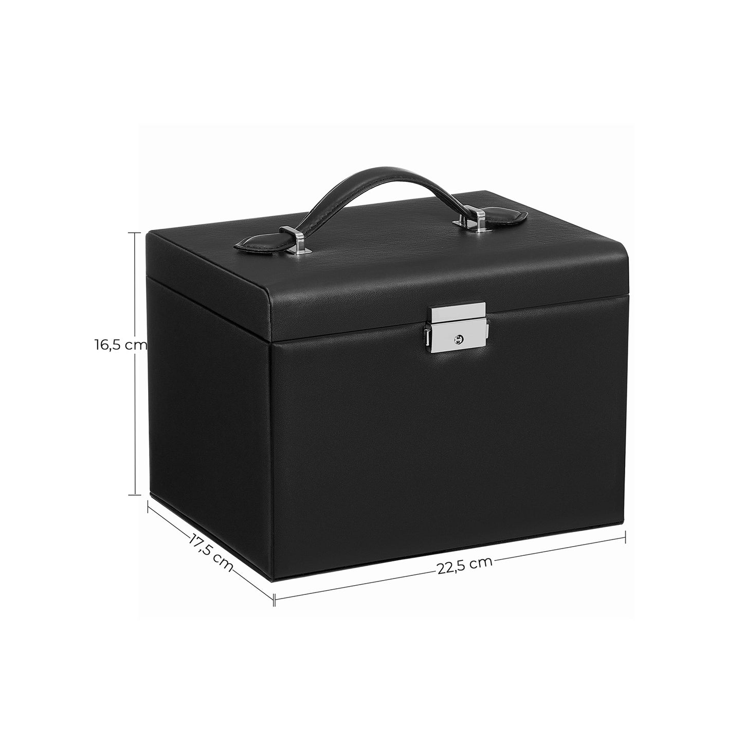 Caja Joyero con Cajones y Cerradura Negro-SONGMICS