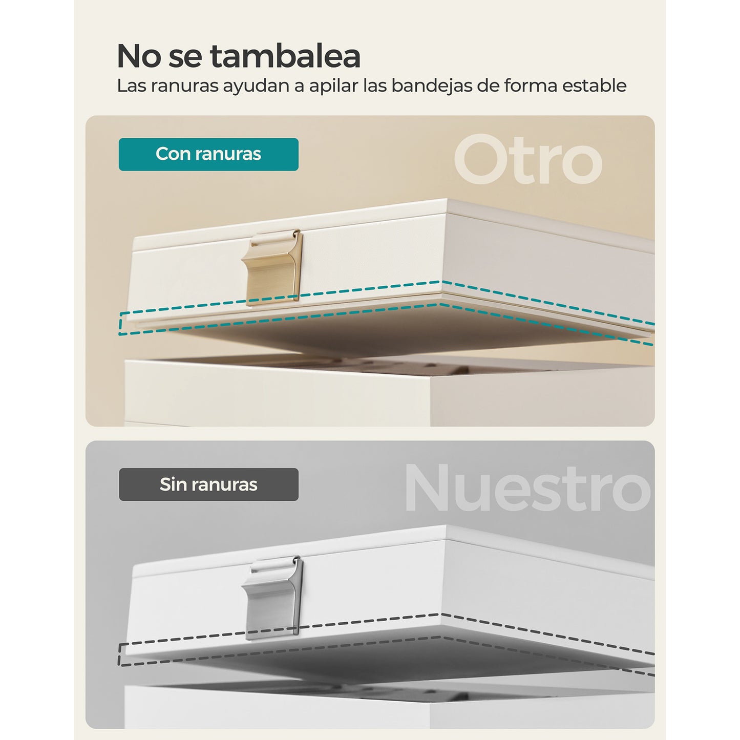 Caja Joyero con 4 Bandejas Apilables Blanco-SONGMICS