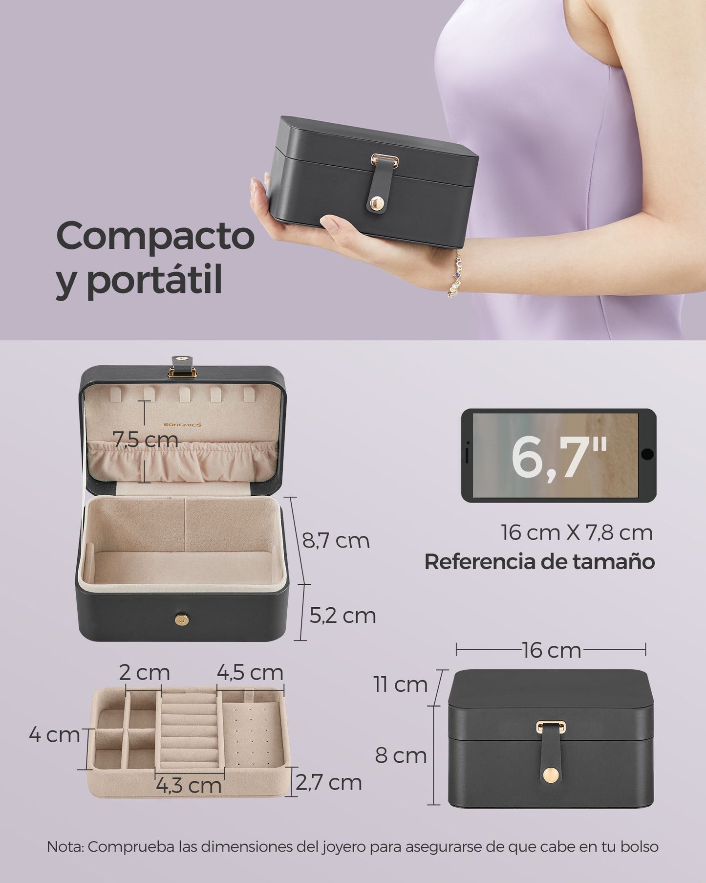 Caja de Joyas Pequeña-SONGMICS