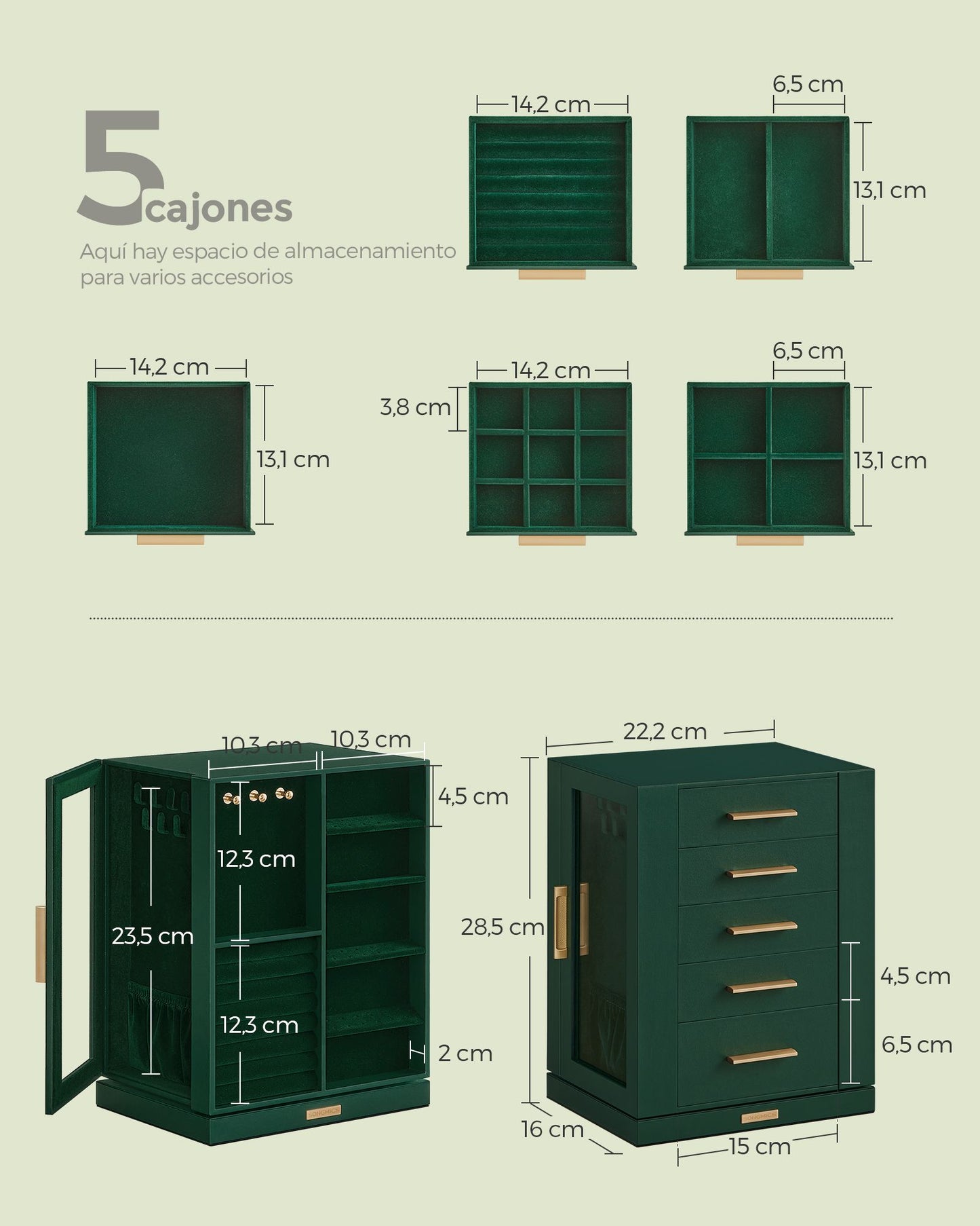 Caja Joyero Giratorio 360°-SONGMICS