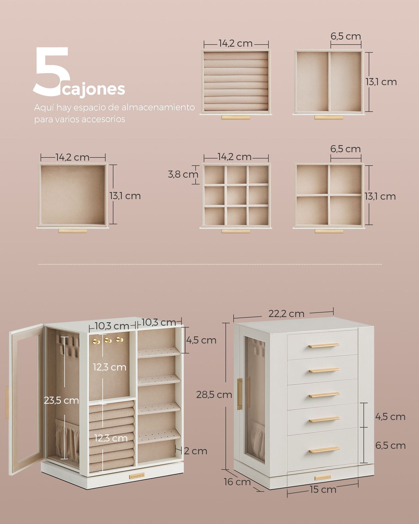 Caja Joyero Giratorio 360°-SONGMICS