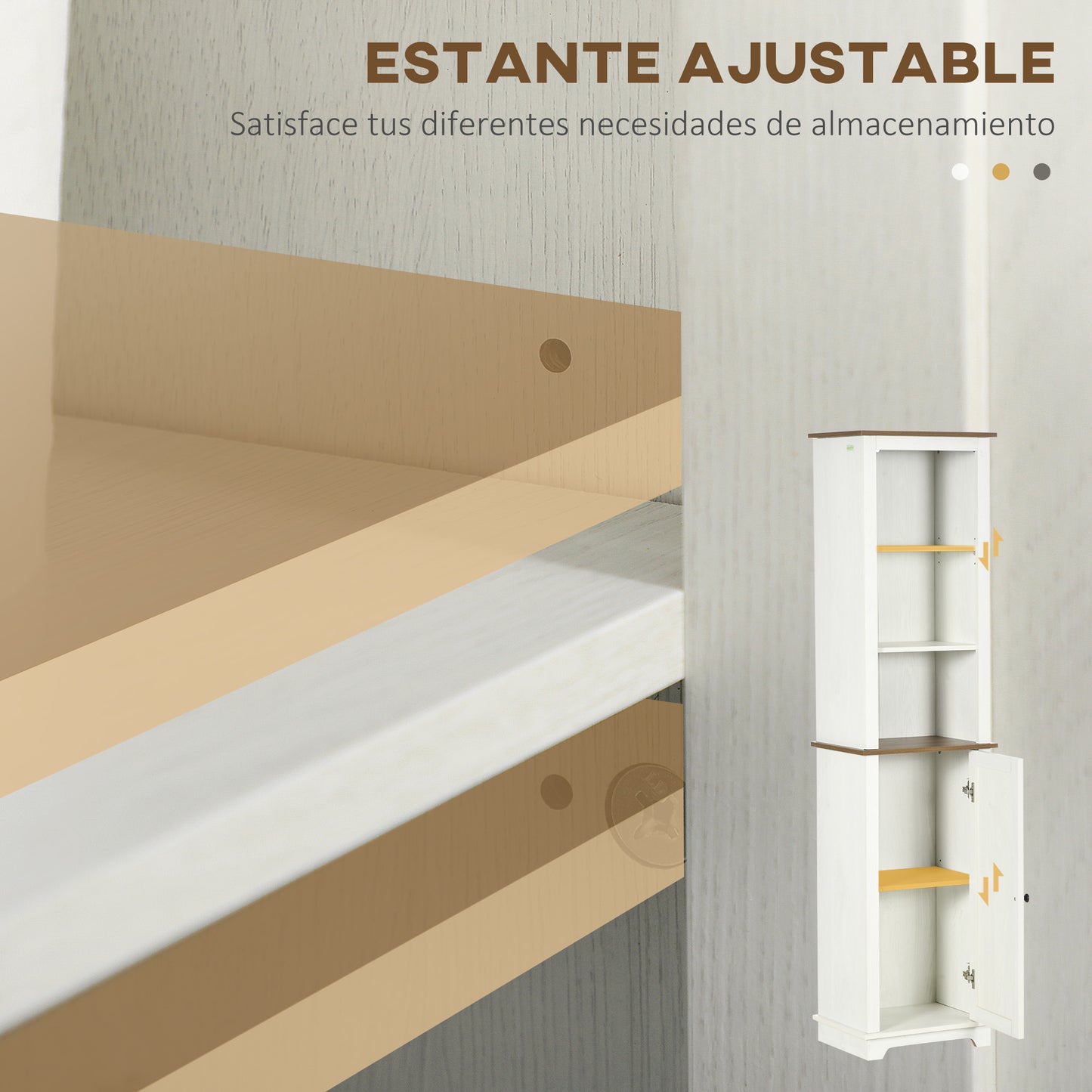 kleankin Conjunto de Baño Incluye 1 Mueble para Debajo del Lavabo 1 Armario Alto de Baño y 1 Armario de Pared para Baño Estilo Clásico Blanco