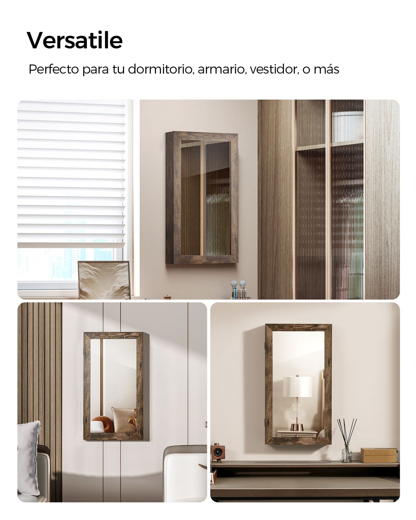 Armario para Joyas de Pared Marrón Rústico-SONGMICS