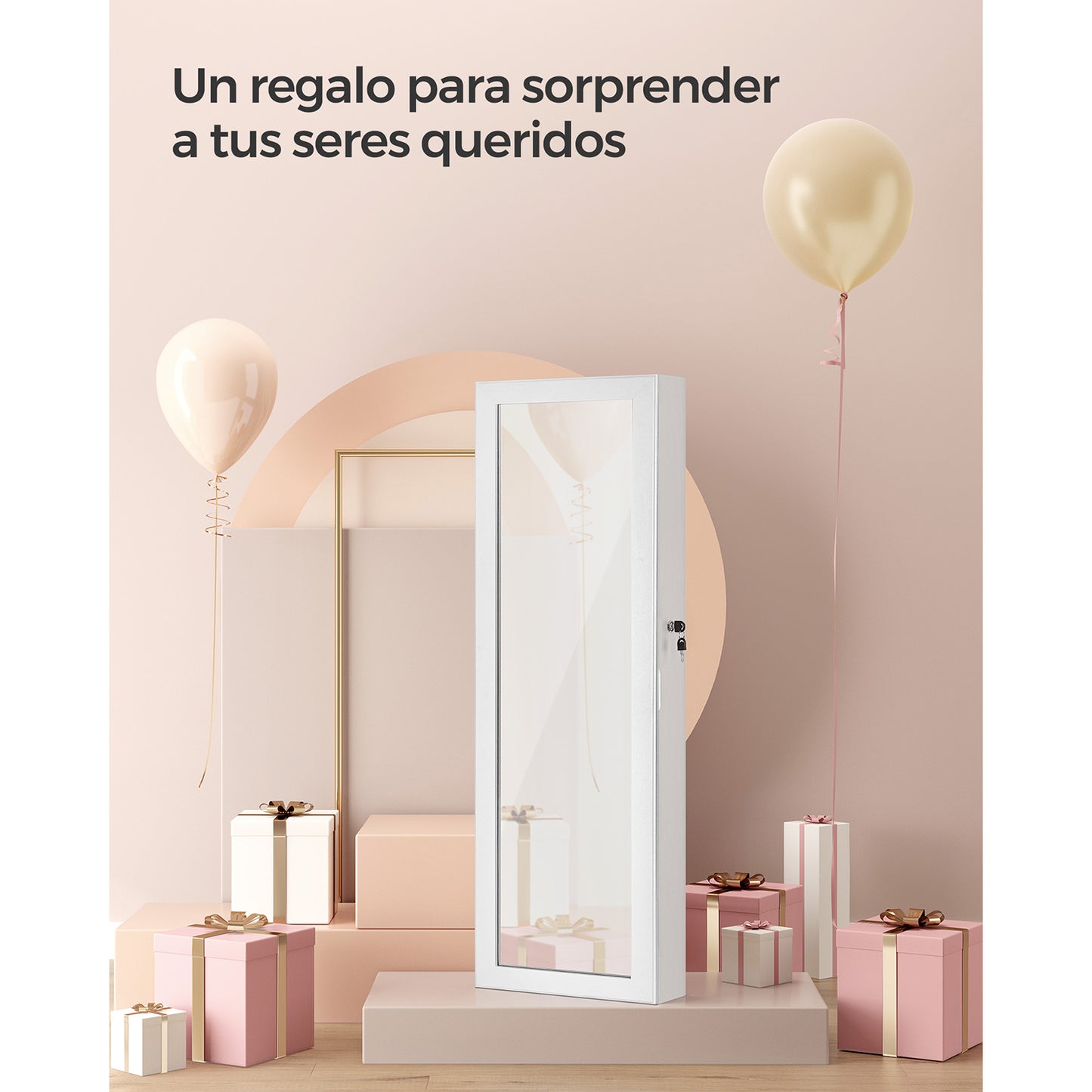 Armario para Joyas Espejo Joyero de Pared Organizador de para Pendiente Espejo-SONGMICS