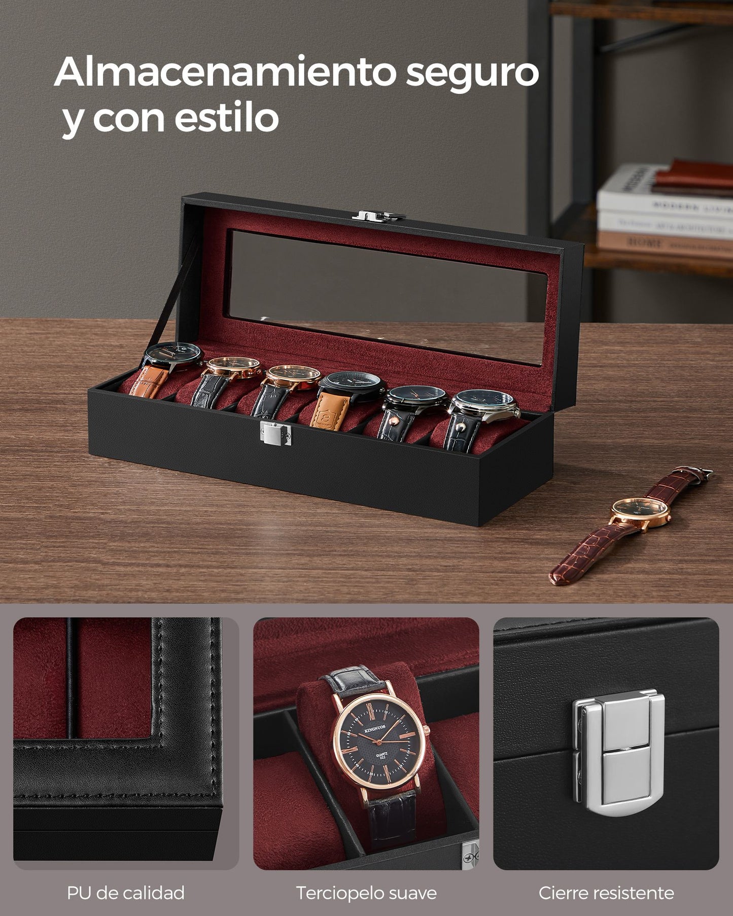 Caja de Relojes con 6 Compartimentos-SONGMICS