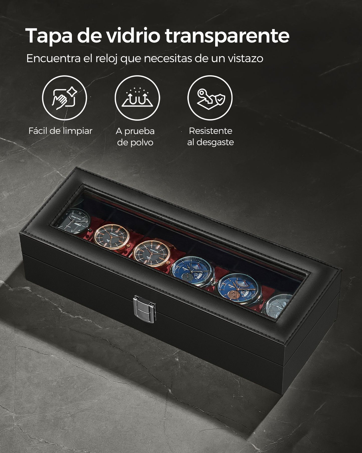 Caja de Relojes con 6 Compartimentos-SONGMICS