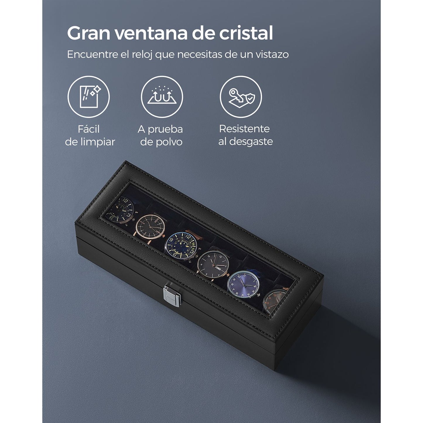 Caja de Relojes para 6 Relojes Negro-SONGMICS