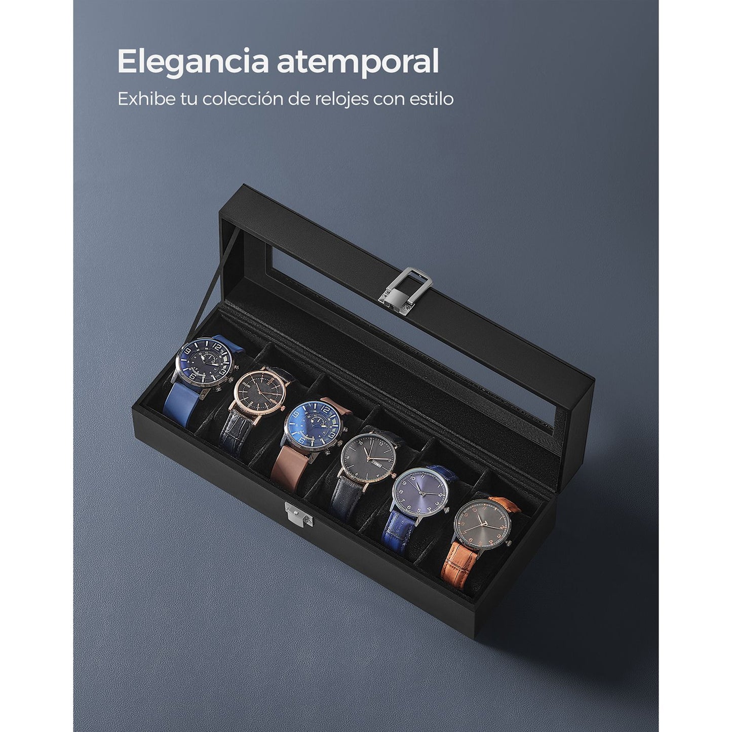 Caja de Relojes para 6 Relojes Negro-SONGMICS