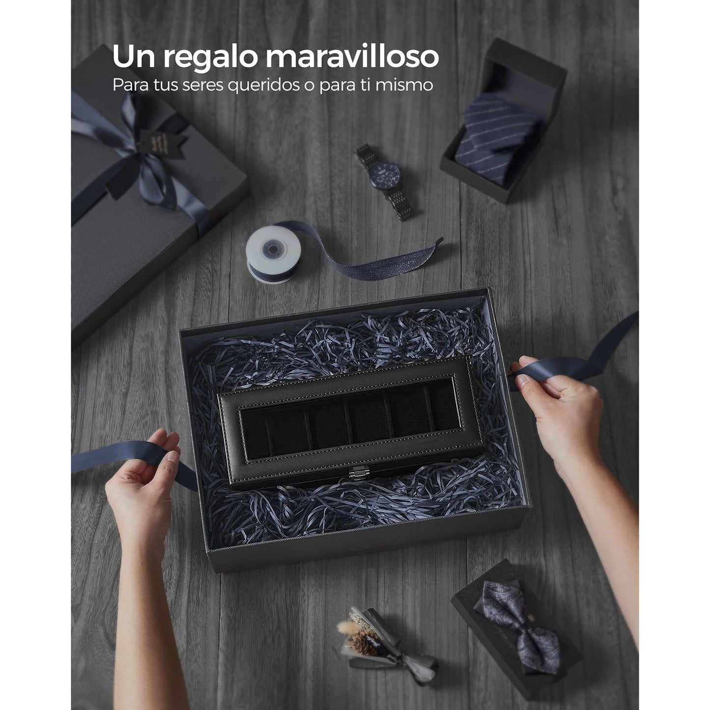 Caja de Relojes para 6 Relojes Negro-SONGMICS