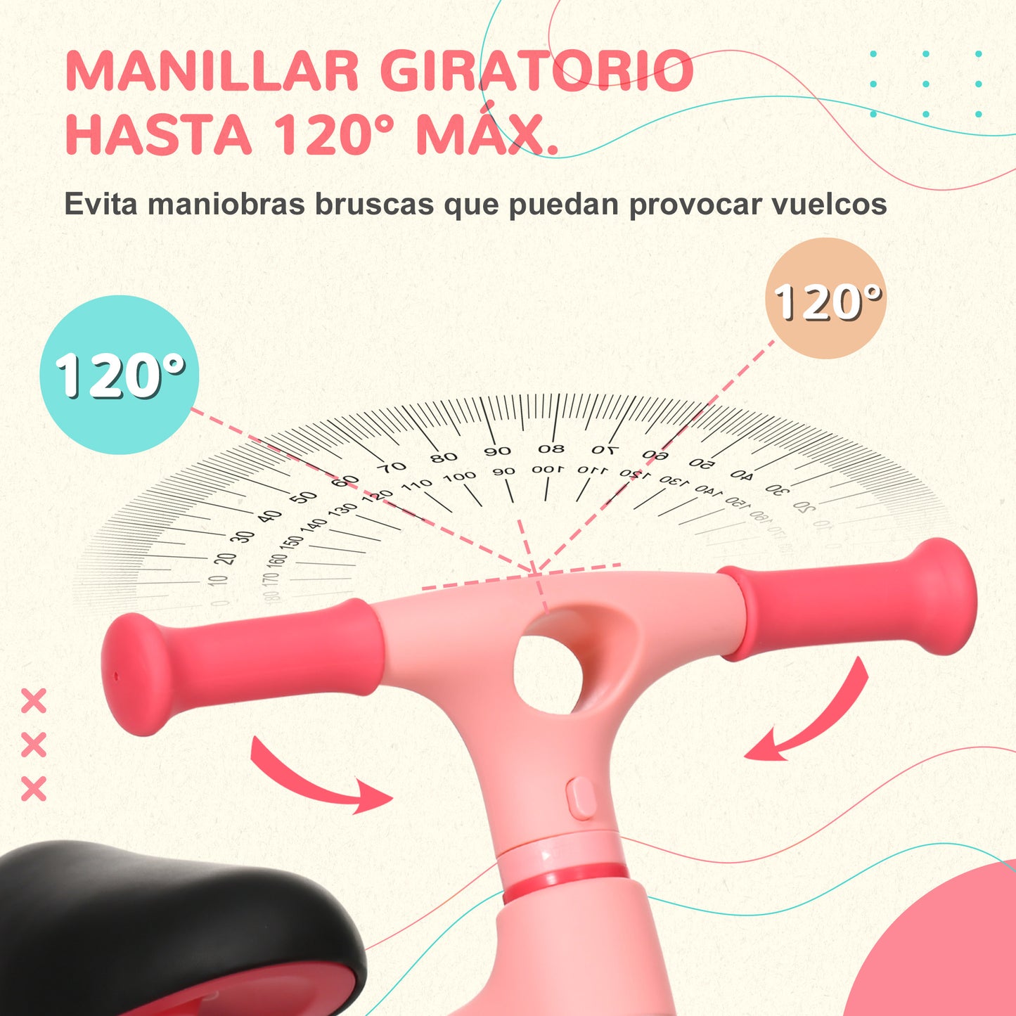 AIYAPLAY Bicicleta sin Pedales para Niños de 18-36 Meses Bicicleta de Equilibrio con Asiento Ajustable en Altura Carga 25 kg 67,5x32x44 cm Rosa