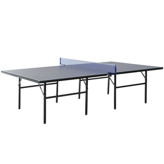 HOMCOM Mesa de Ping Pong Plegable con Red 152,5x274x76cm Mesa de Tenis Exterior Material de Acero y MDF en Color Azul