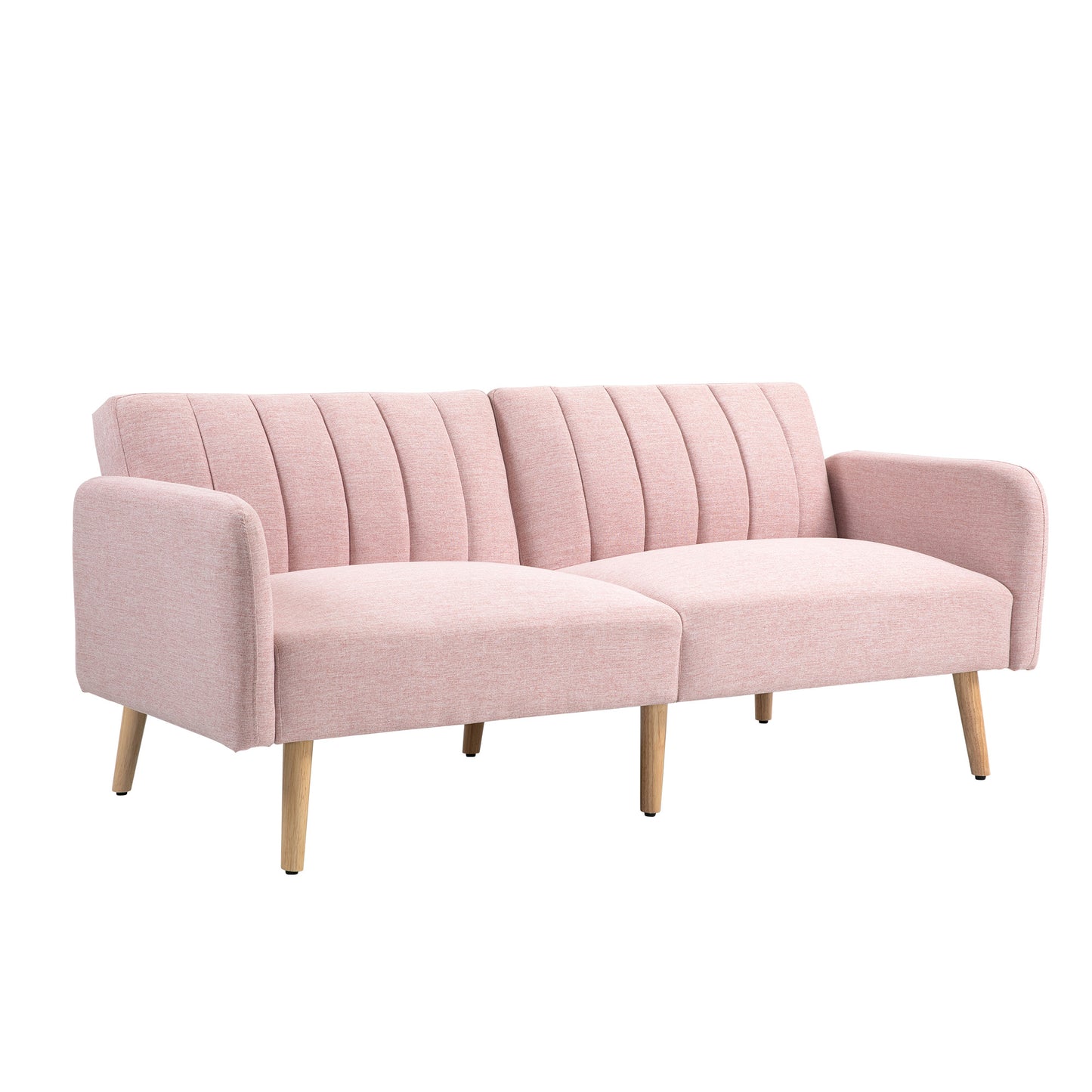 HOMCOM Sofá Cama de 2 Plazas Moderno Sofá Cama Plegable Tapizado en Lino Sintético con Respaldo Ajustable en 3 Niveles y Reposabrazos Desmontables para Salón Oficina 173x75x73 cm Rosa