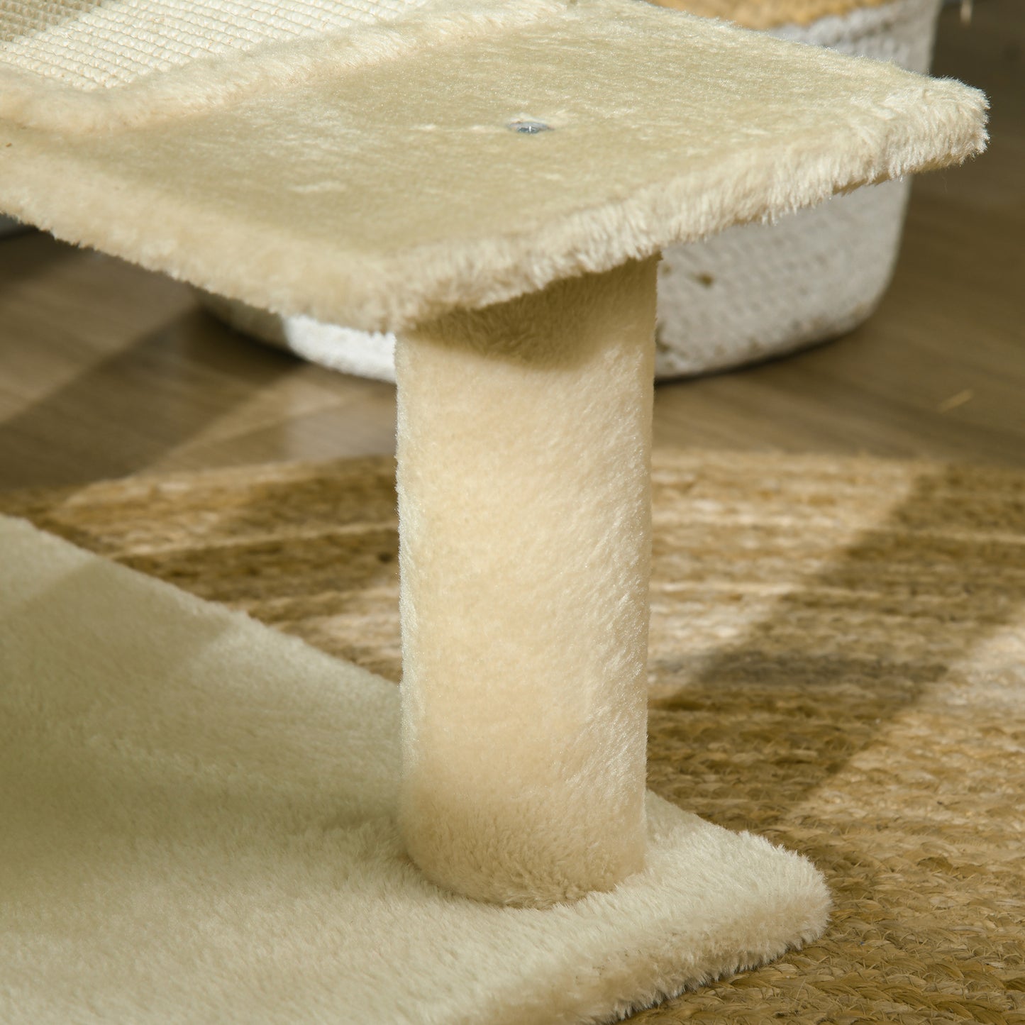 PawHut Árbol para Gato Rascador Grande 50x50x100 cm con Poste para Arañar Cama Plataformas con Manta de Sisal Terciopelo Beige