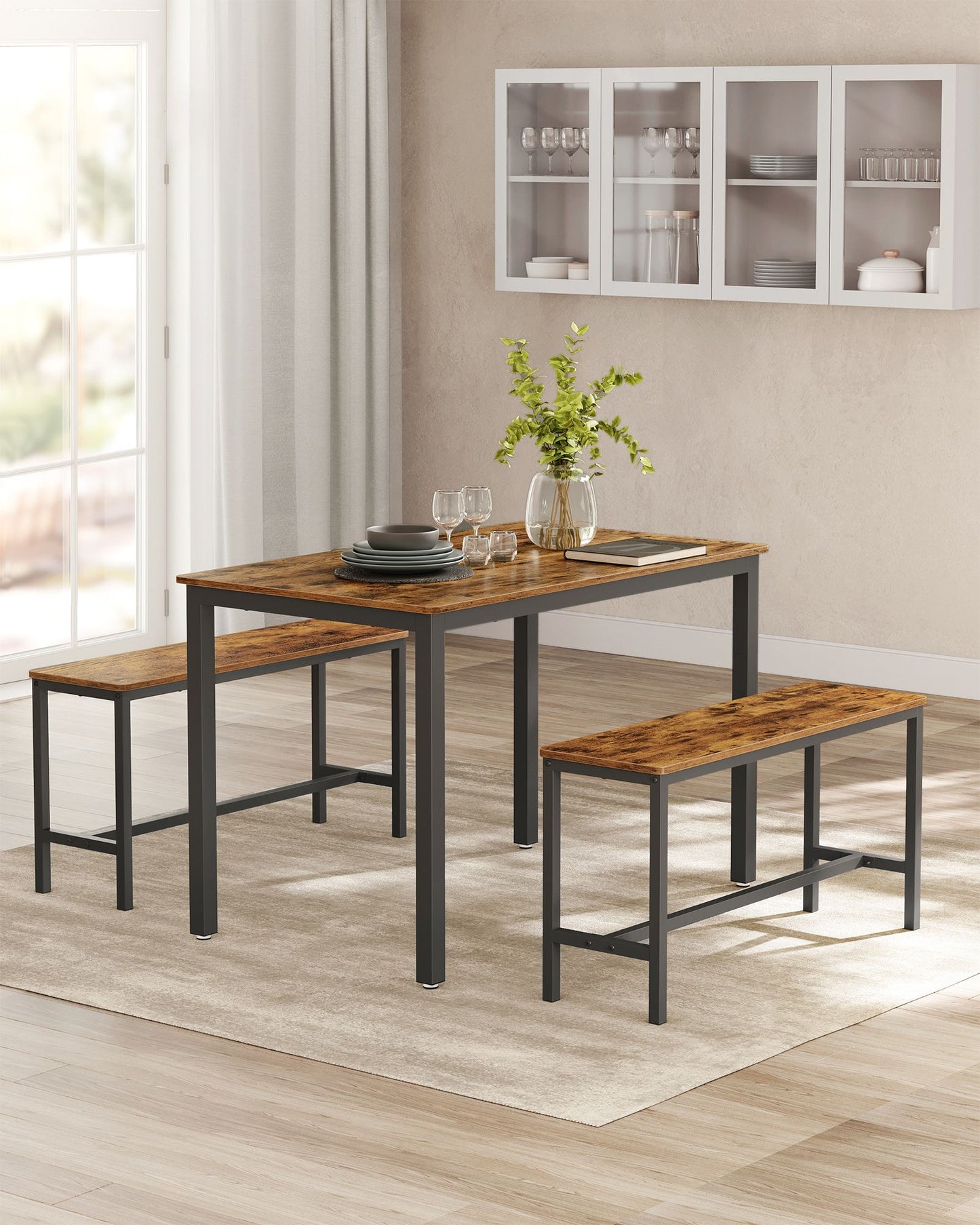 Conjunto de Mesa de Comedor y 2 Sillas Juego de 3 Piezas Mesa y 2 Taburetes-VASAGLE