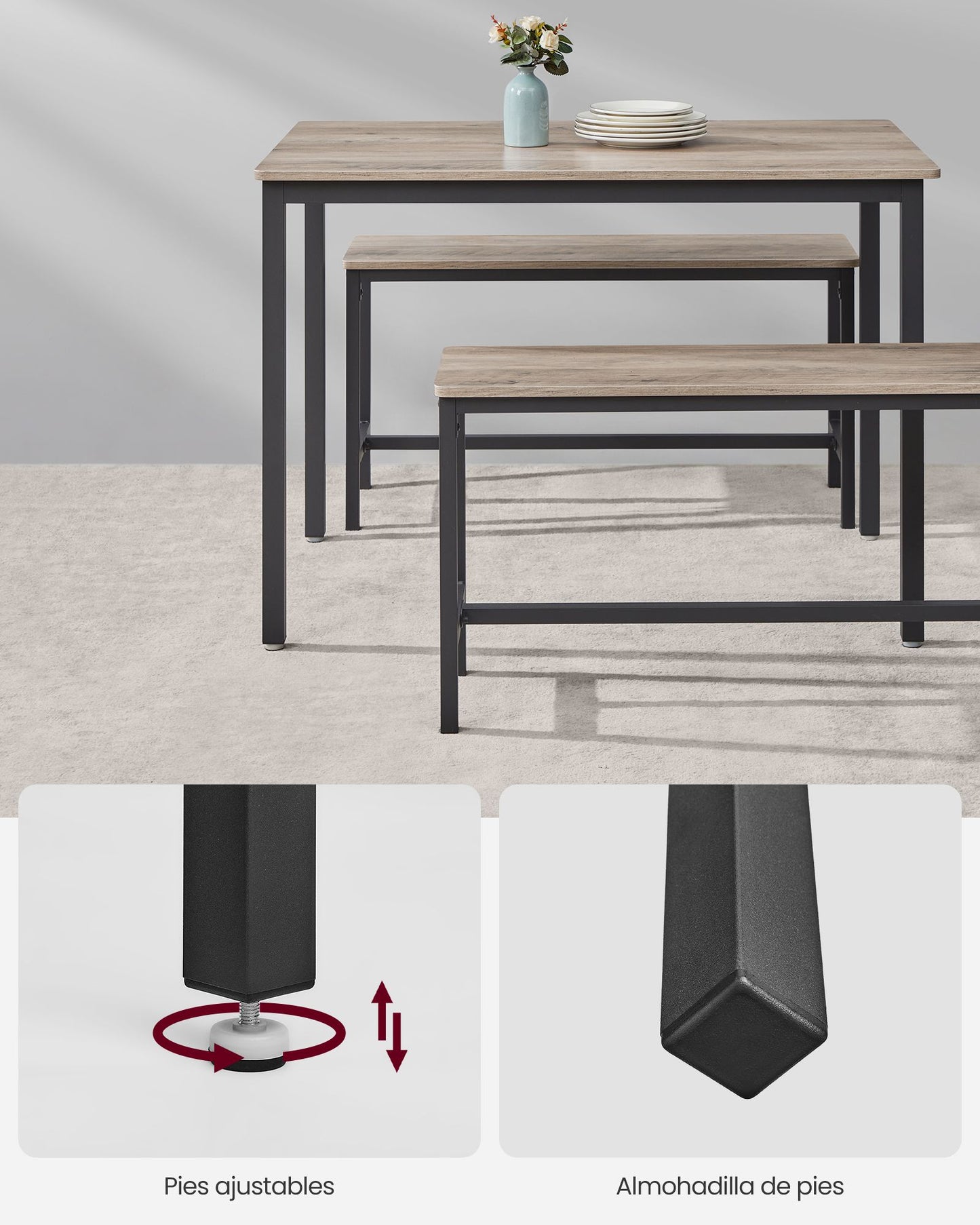 Conjunto de Mesa de Comedor y 2 Sillas-VASAGLE