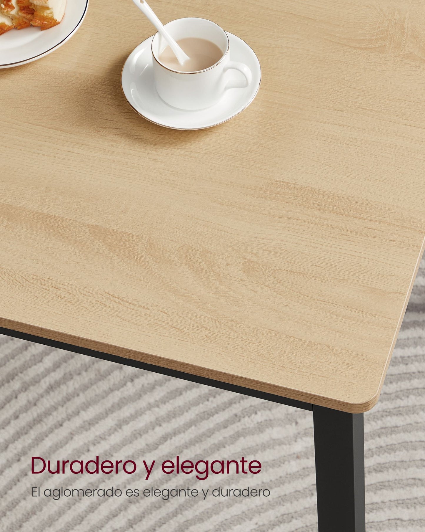 Conjunto de Mesa de Comedor y 2 Sillas Roble Dorado y Negro Tinta-VASAGLE