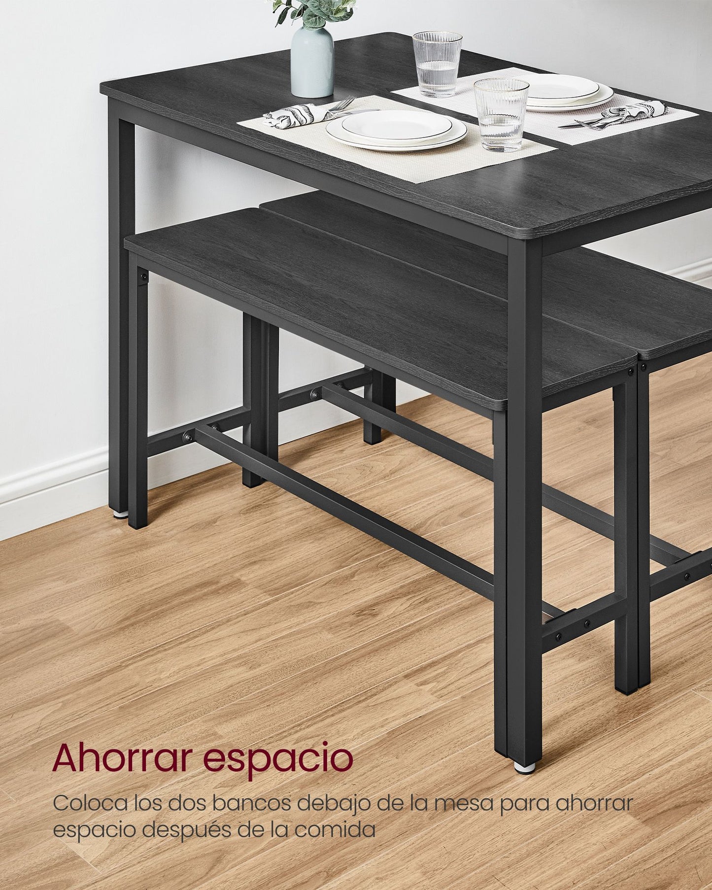 Conjunto de Mesa de Comedor y 2 Sillas 70 x 110 x 75 cm-VASAGLE