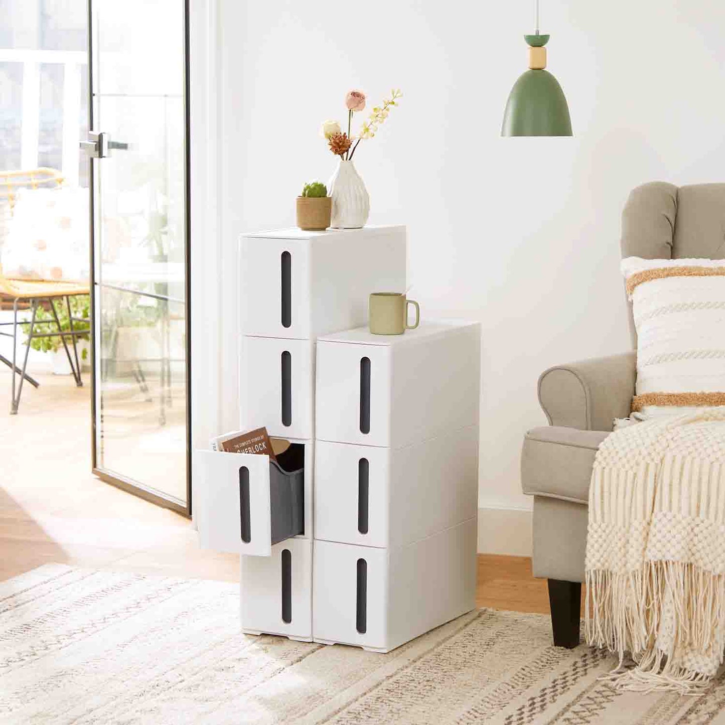 Cajonera de Almacenamiento con Ruedas Mueble de Cajones Estrecho Estante-SONGMICS