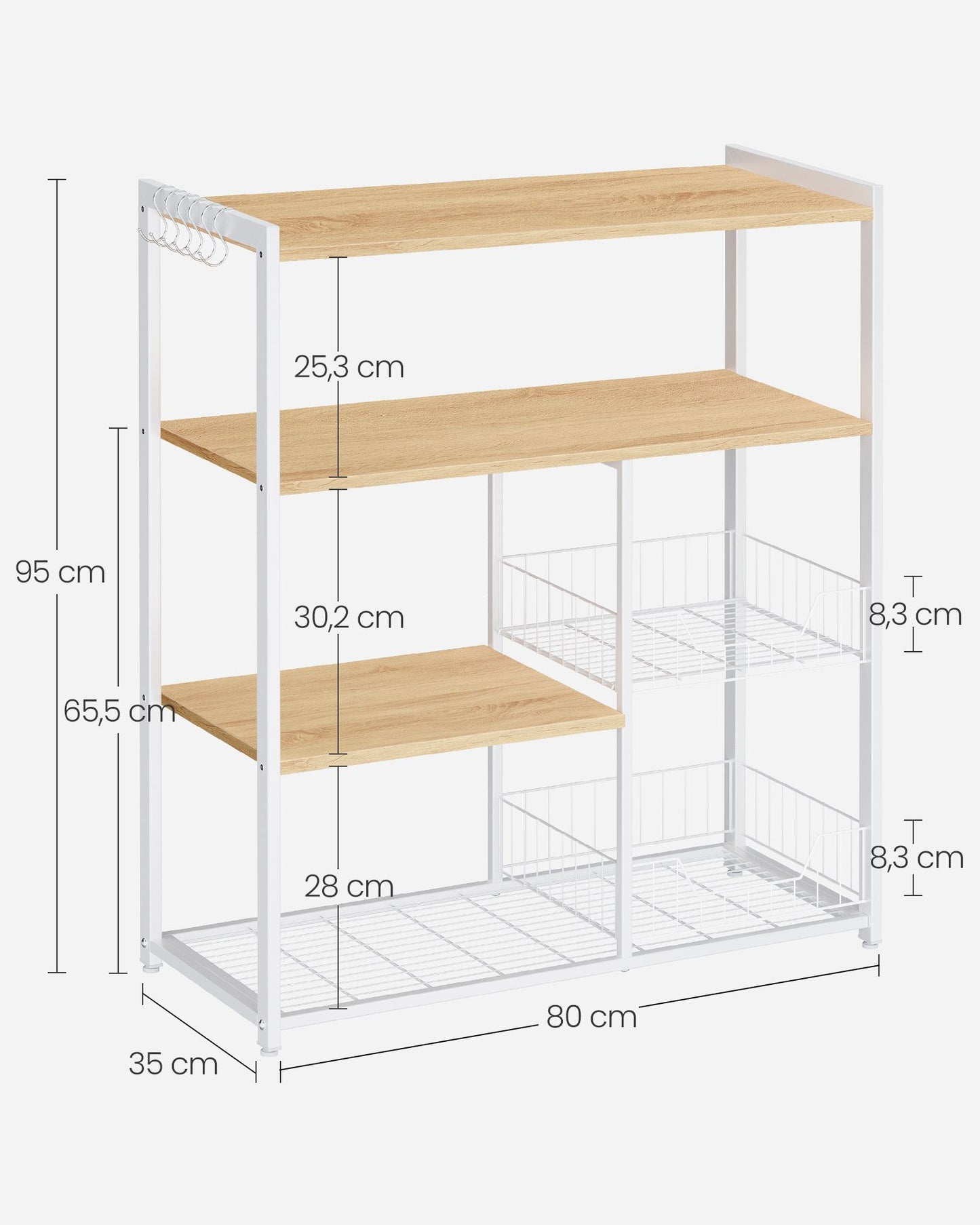 Estantería de Cocina con 2 Cestas de Malla Metálica-VASAGLE