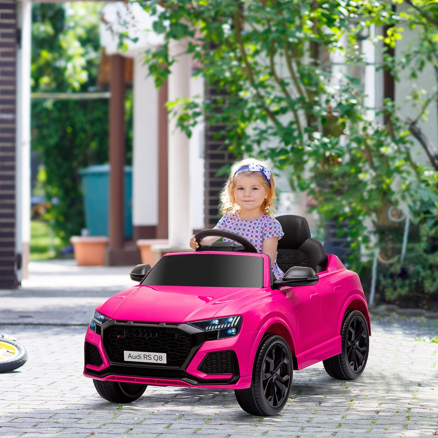 HOMCOM Coche Eléctrico Infantil +3 Años Licencia Audi RS Q8 con Batería 6V 2 Motores Mando a Distancia Música MP3 Bocina y Luces Velocidad Máx. 3km/h 101x62x51 cm Rosa