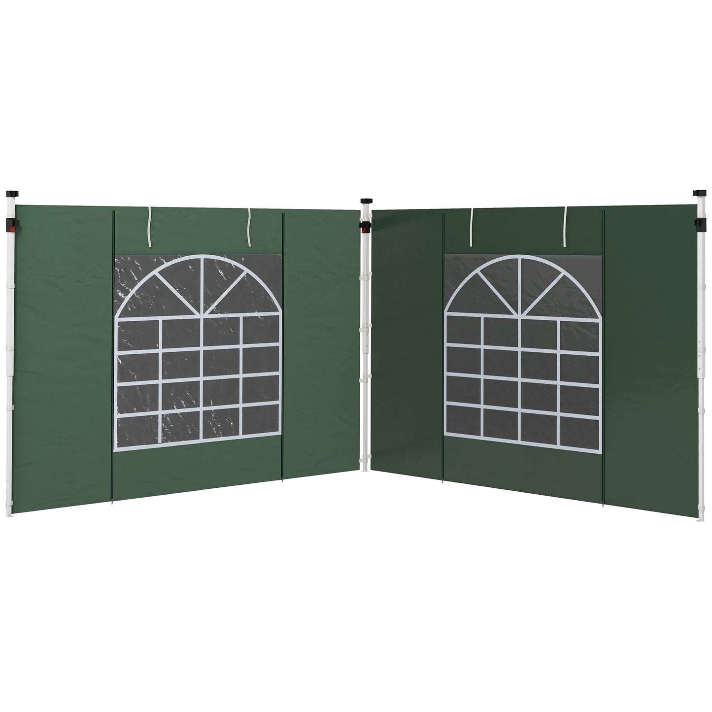 Outsunny Paredes Laterales para Carpa de 2 Paneles 295x195 cm Cortina Lateral de Tela Oxford con Ventana Enrollable y Puerta con Cremallera para Carpa 3x3 m o 3x6 m Verde