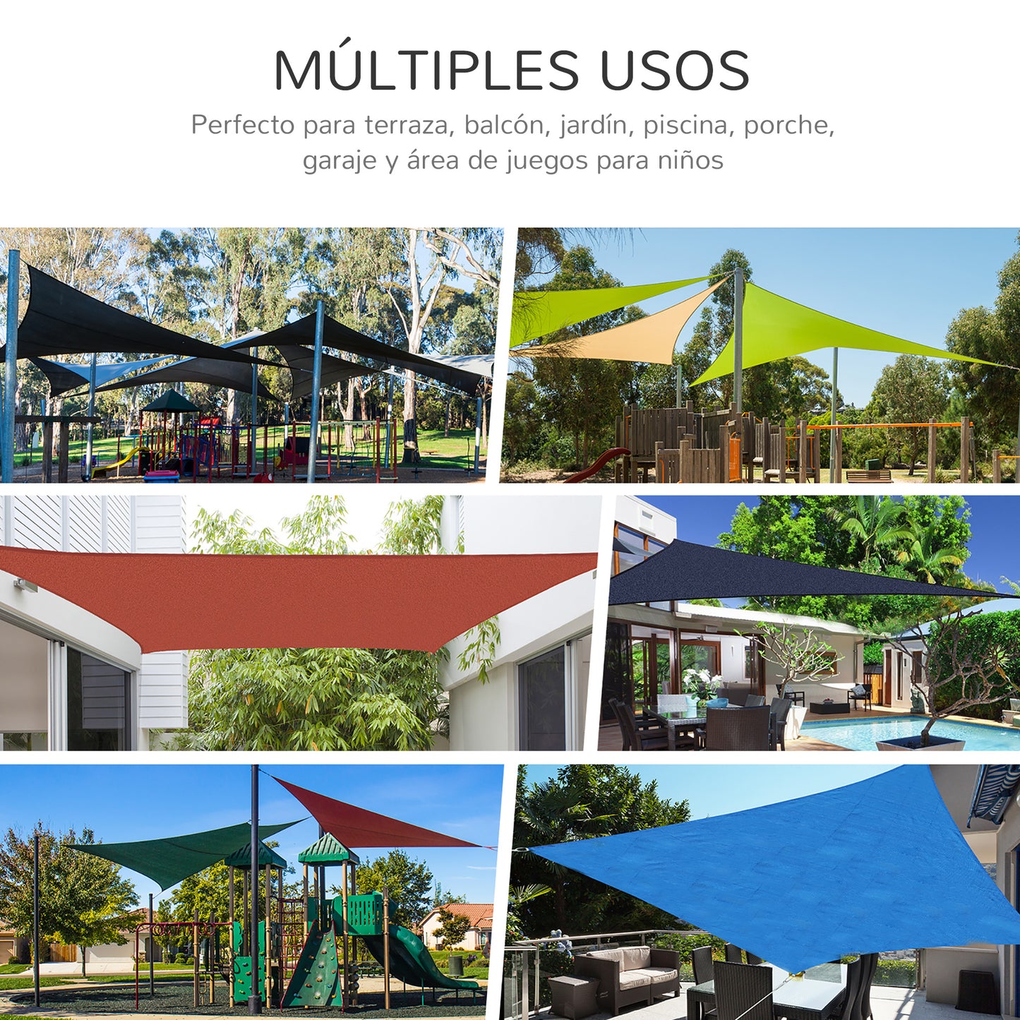 Outsunny Toldo Vela Rectángulo 3x4m Vela de Sombra para Terraza Jardín Camping Resistente al Agua Protección UV Poliéster Color Crema