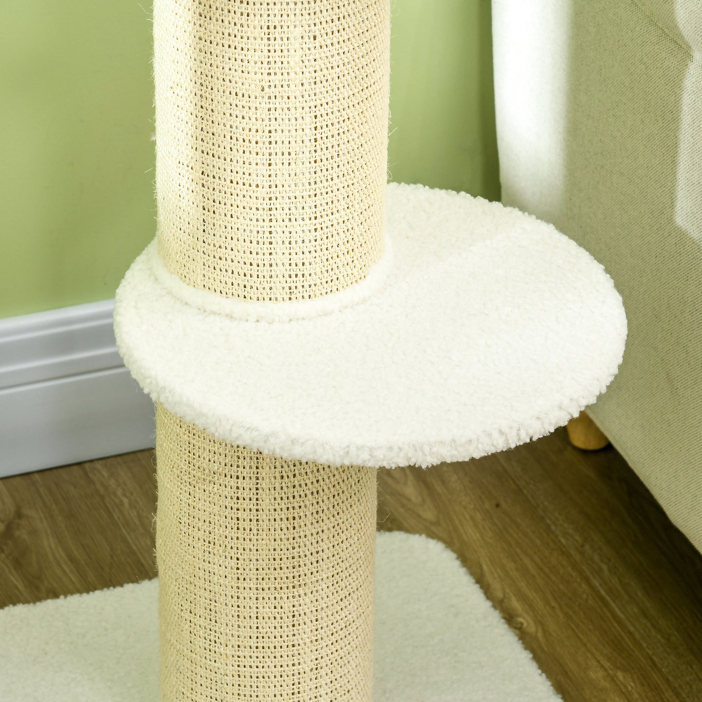 PawHut Árbol Rascador para Gatos Altura 91 cm Árbol para Gatos Torre para Gatos de 3 Niveles con Nido Plataforma y Poste de Sisal 45x45x91 cm Crema