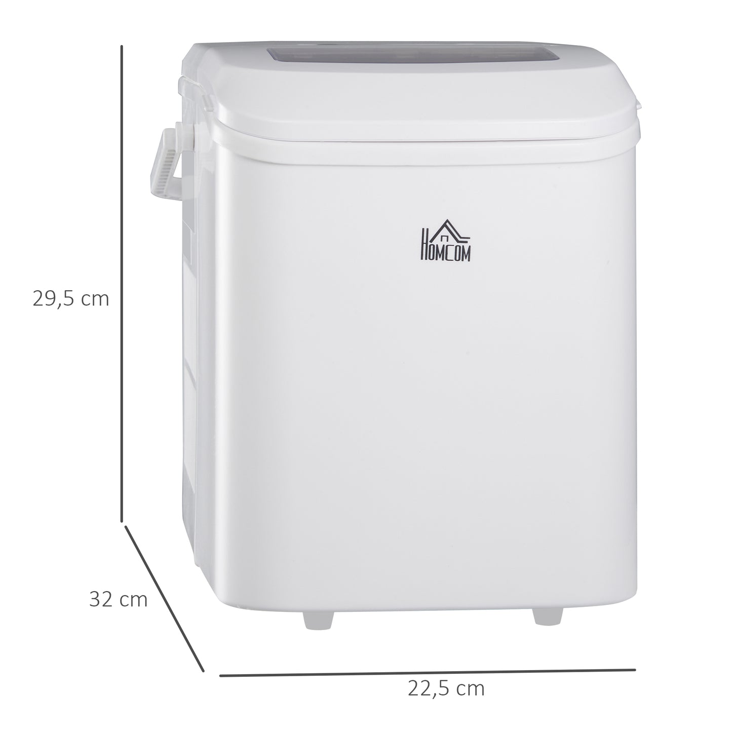 HOMCOM Máquina de Hielo 12 kg/24h Máquina de Hacer Hielo Autolimpieza 9 Cubitos de Hielo en 6-12 Minutos 2 Tamaños de Cubitos Máquina de Hielo para Casa con Asa Cuchara Cesta Crema