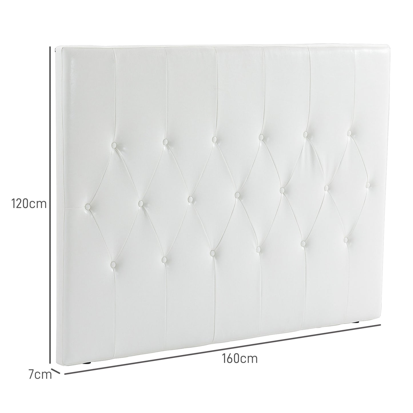 HOMCOM Cabecero de Cama 160 cm Cabezal de Cama Tapizado en PU 2 Formas de Uso Vertical o Montado a la Pared Cabecero para Dormitorio Blanco