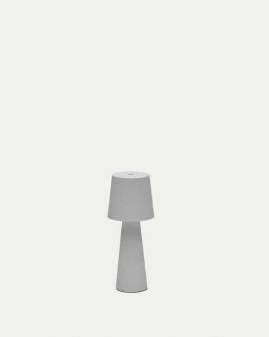 Lámpara de mesa pequeña de exterior Arenys de metal con acabado pintado gris