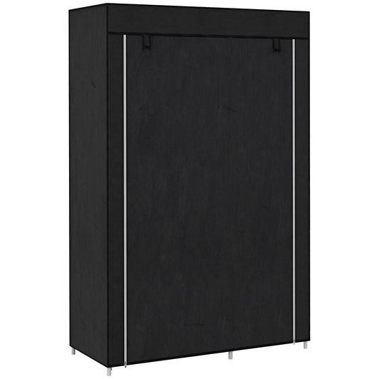 HOMCOM Armario de Tela Plegable Armario de Ropa Organizador Ropero Portátil con Estantes y Barra para Colgar para Dormitorio Vestidor 103x43x162,5 cm Negro