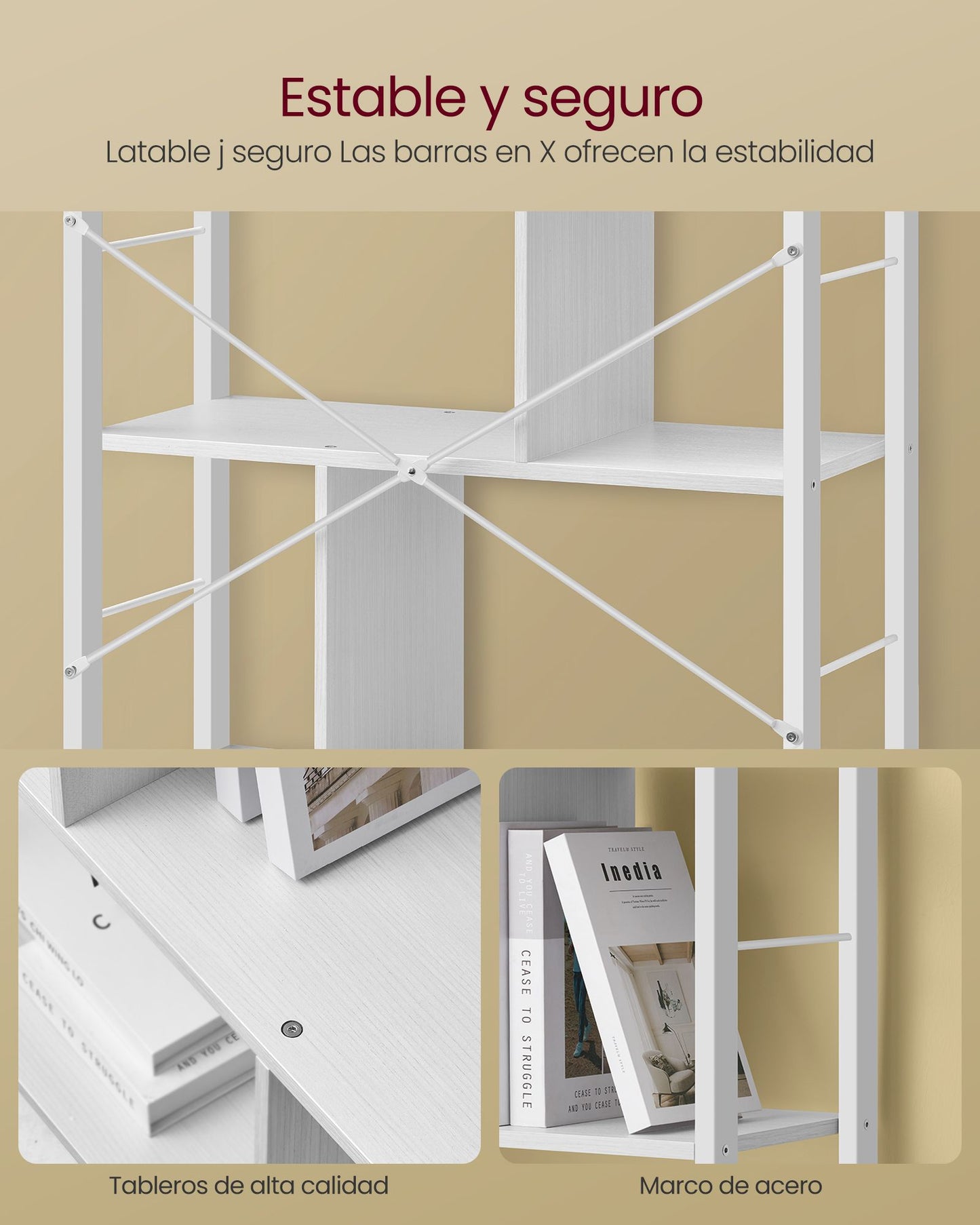 Librería Estantería de Almacenamiento de 5 Niveles Blanco Arce y Blanco Nube-VASAGLE