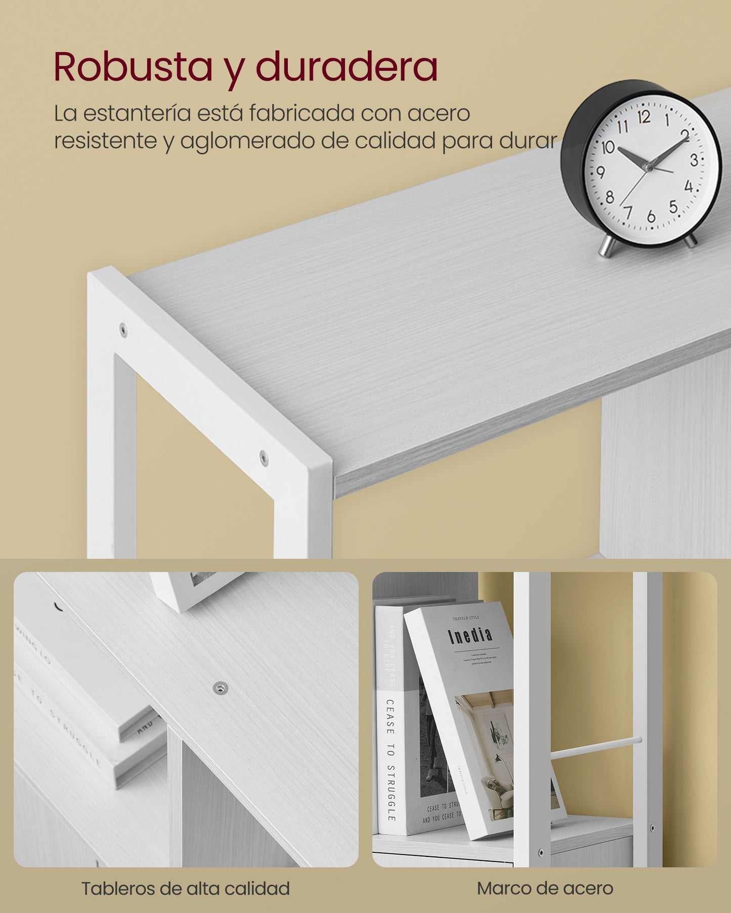 Librería Estantería de Almacenamiento de 4 Niveles Blanco Arce y Blanco Nube-VASAGLE