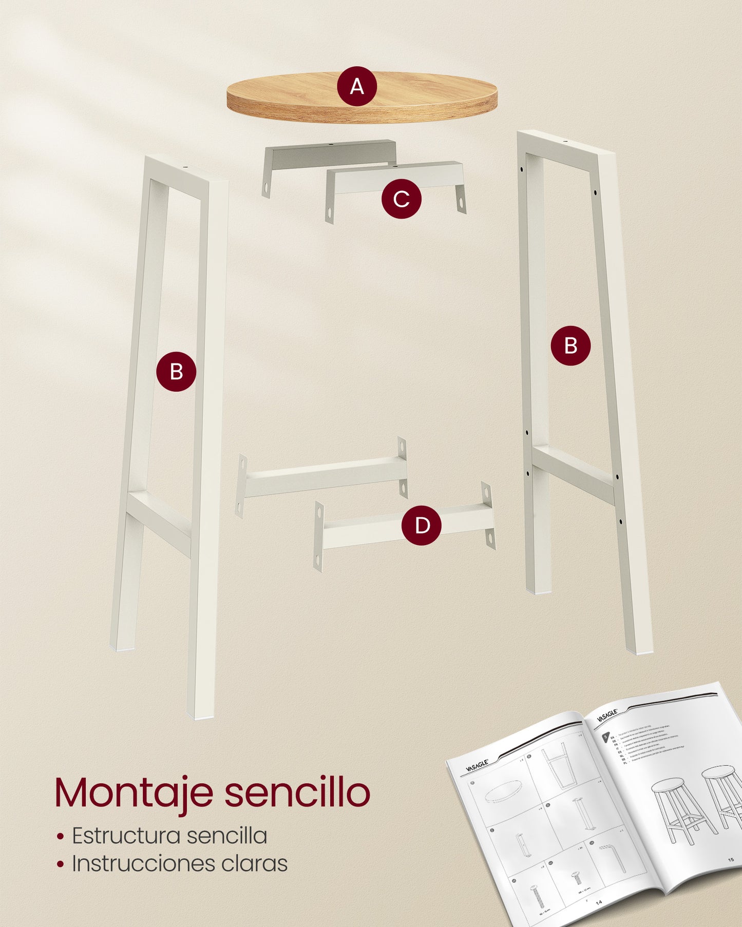 Sillas de Cocina con Estructura de Metal-VASAGLE