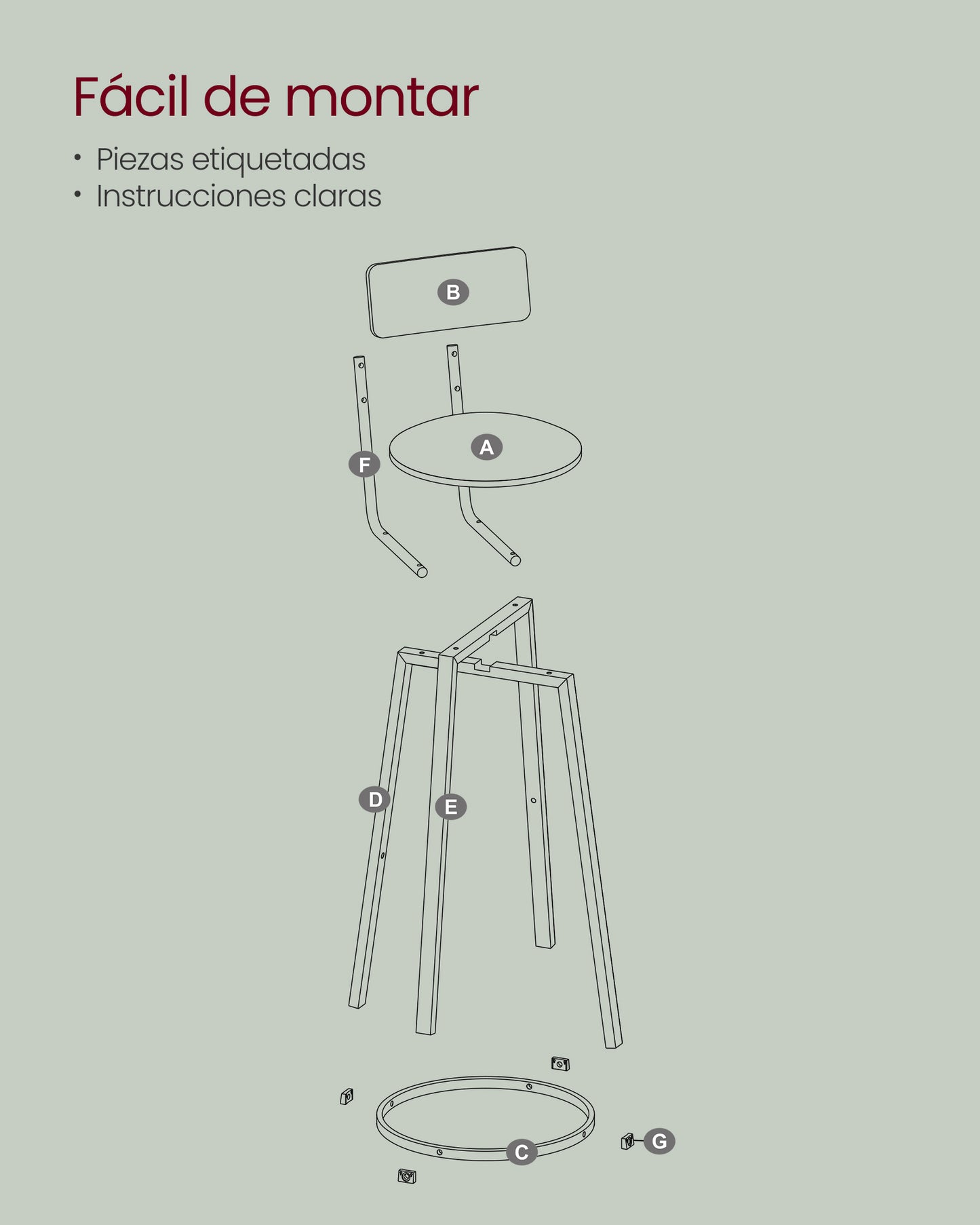 Juego de 2 Taburetes de Barra-SONGMICS