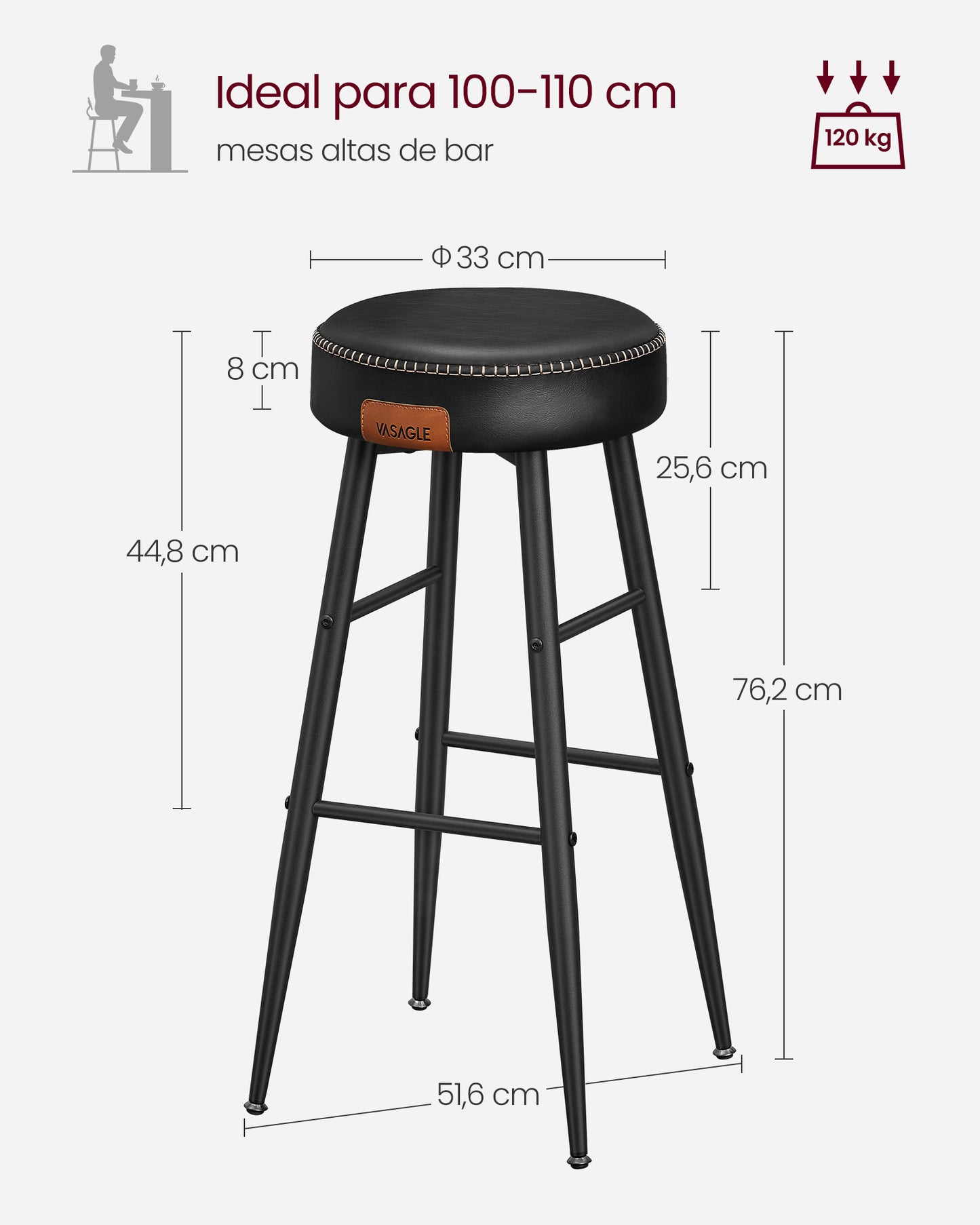 EKHO Colección - Juego de 4 Taburetes de Bar Taburetes Cocina Taburetes Desayuno-VASAGLE