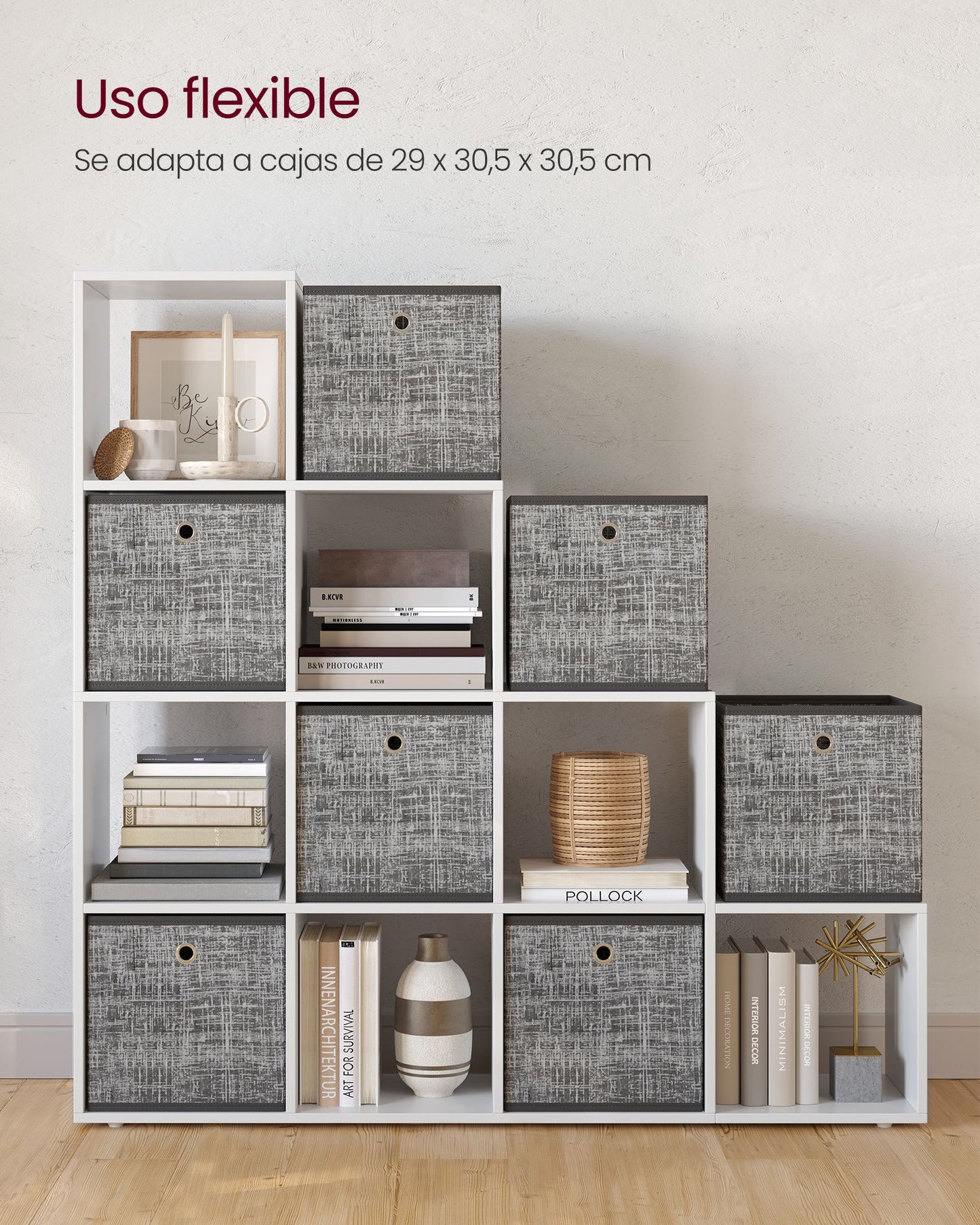 Estantería de Almacenamiento Estantería Modular Estante con Cubos Blanco-VASAGLE