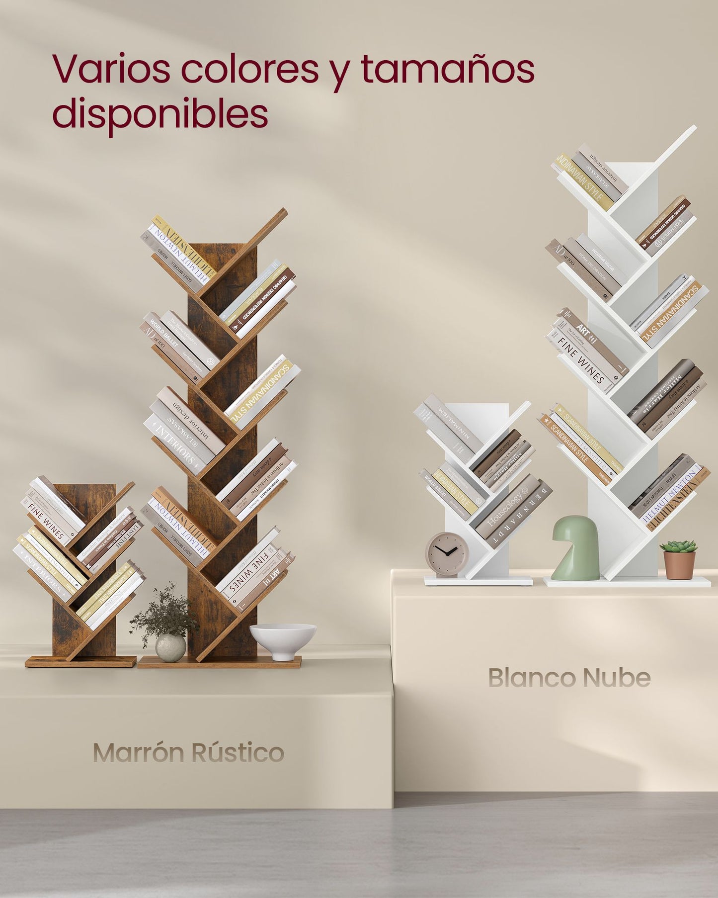 Librería de 5 Niveles Vertical Blanco Crema-VASAGLE