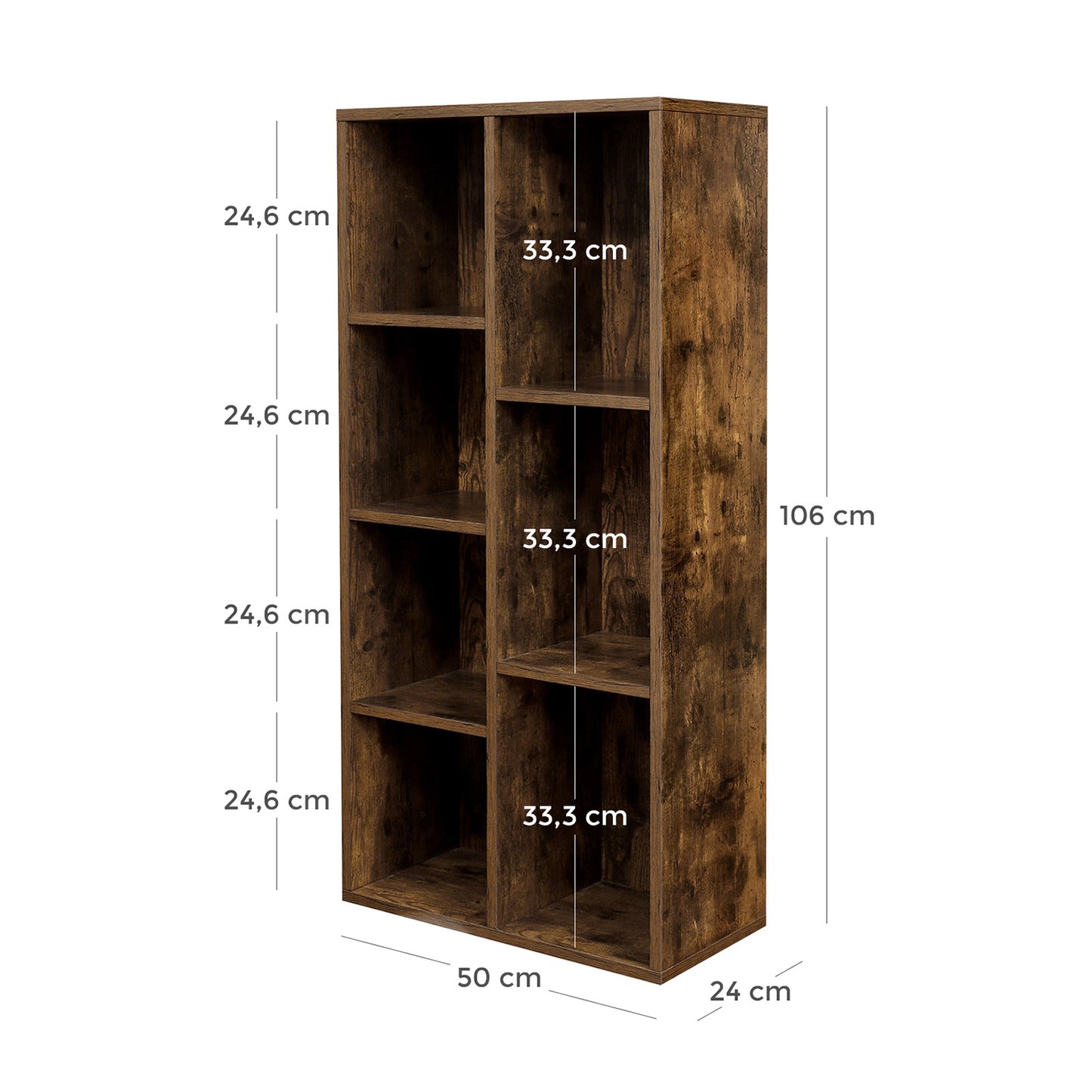 Estantería de 7 Compartimentos 50 x 24 x 106 cm-VASAGLE