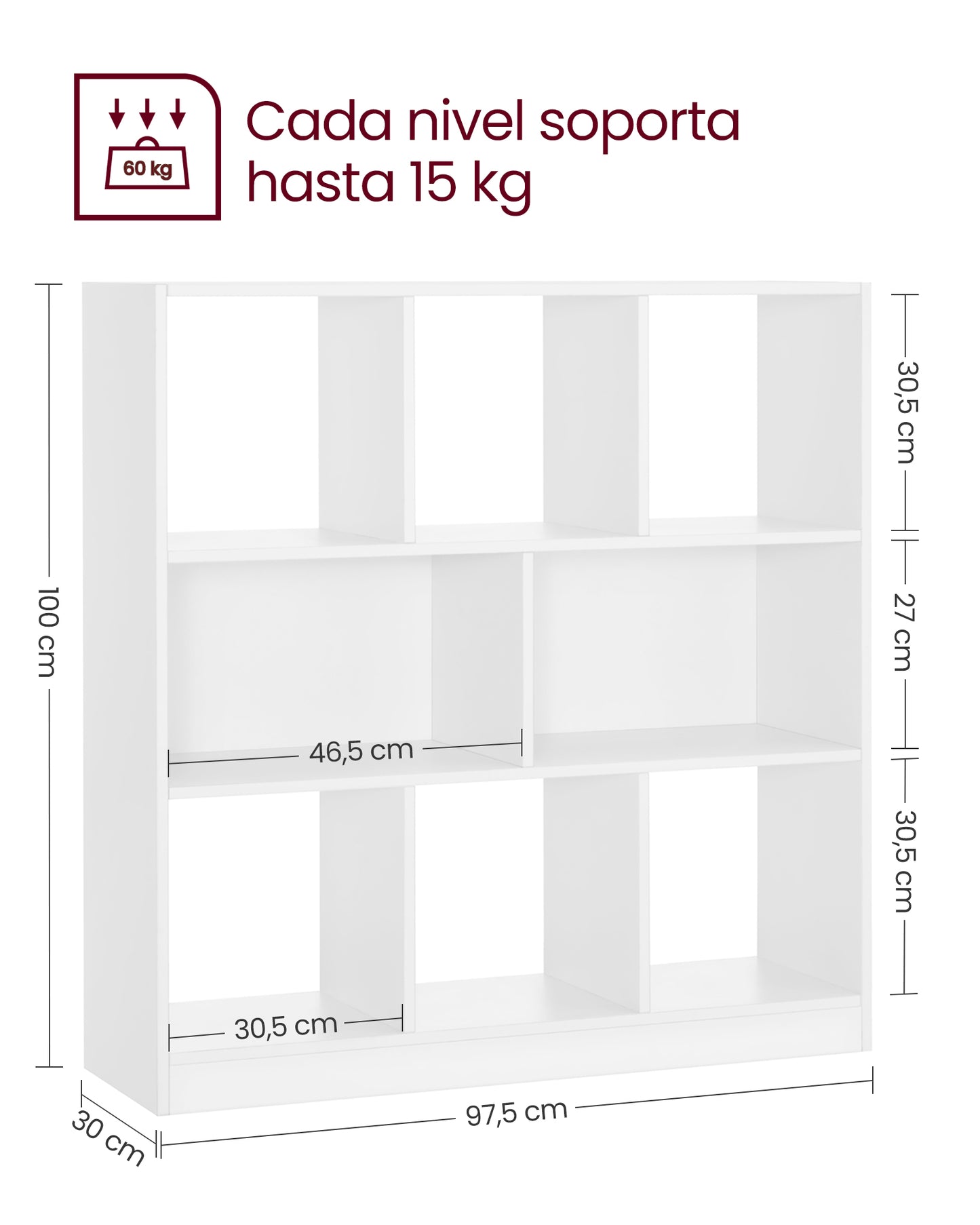 Estantería de Madera de Pie-VASAGLE