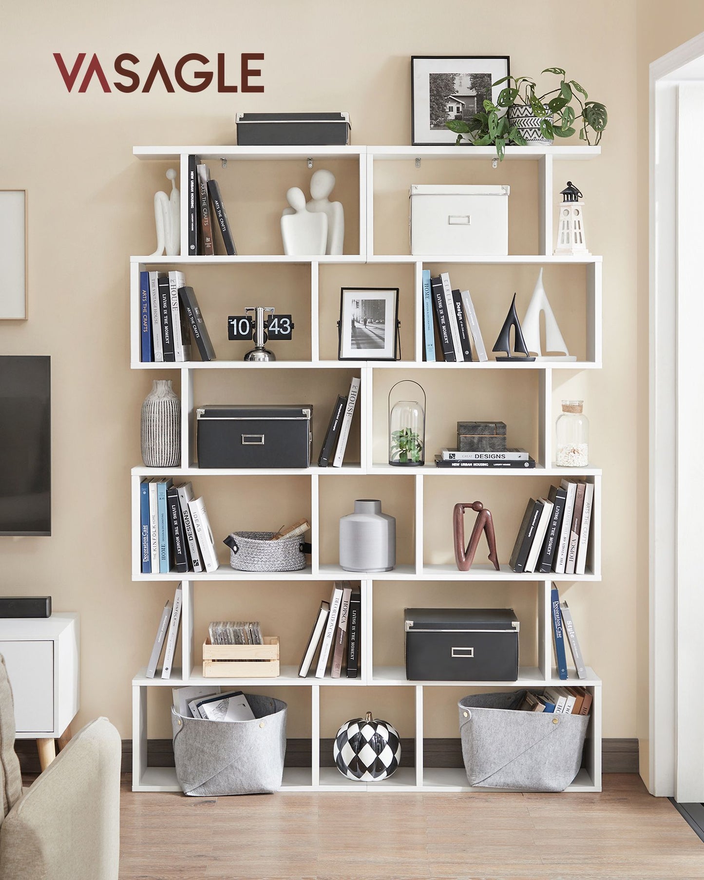 Librería de Madera en Forma de S-VASAGLE